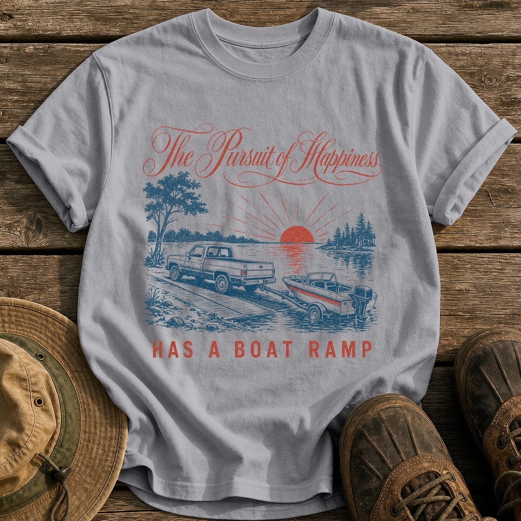 Happiness Has a Boat Ramp tee - Grey - front