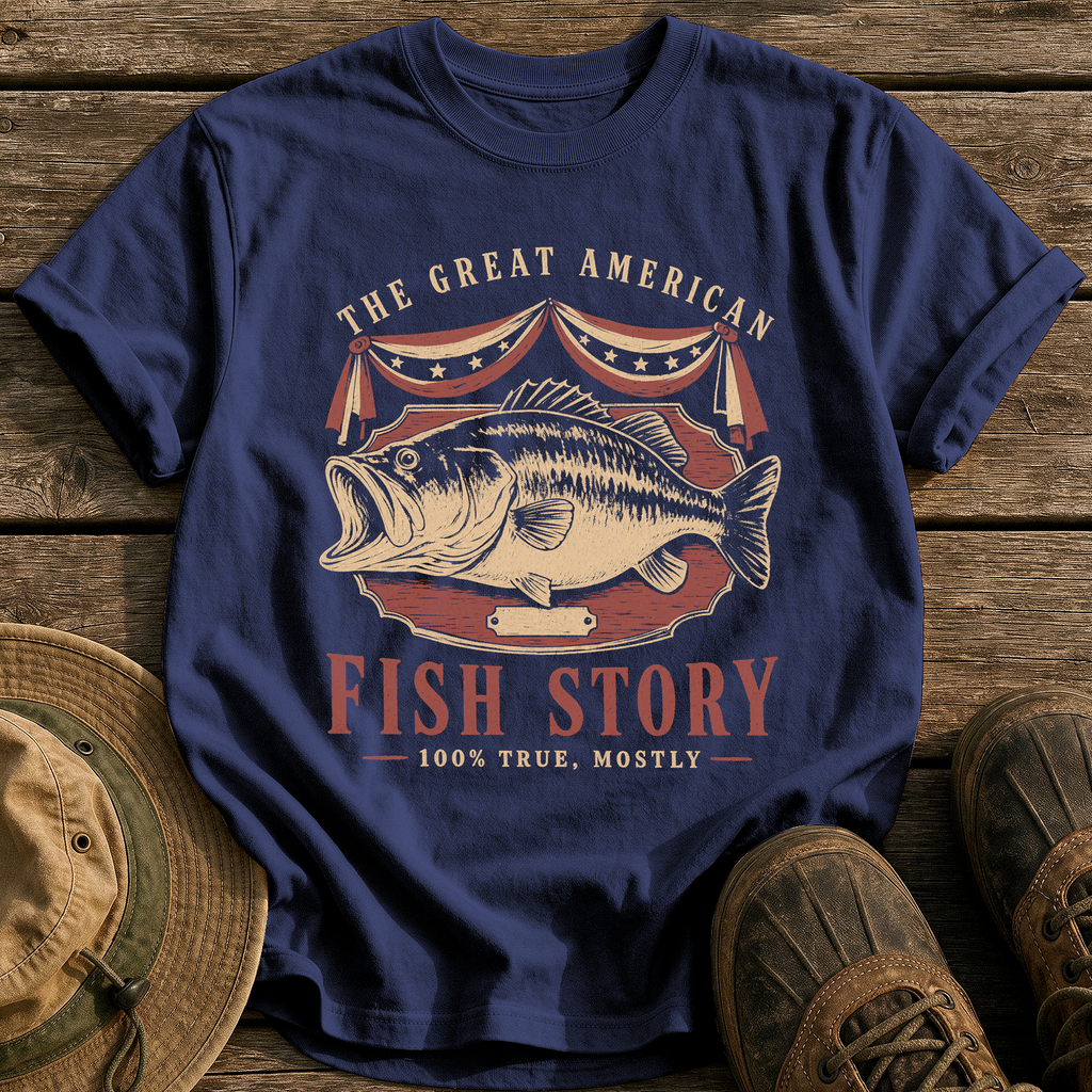 The Great American Fish Story tee - True Navy - front