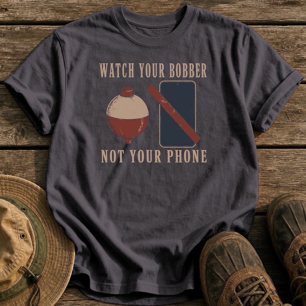Watch Your Bobber Not Phone tee - Graphite - front
