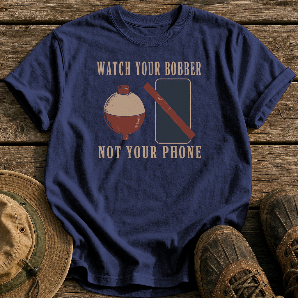 Watch Your Bobber Not Phone tee - True Navy - front