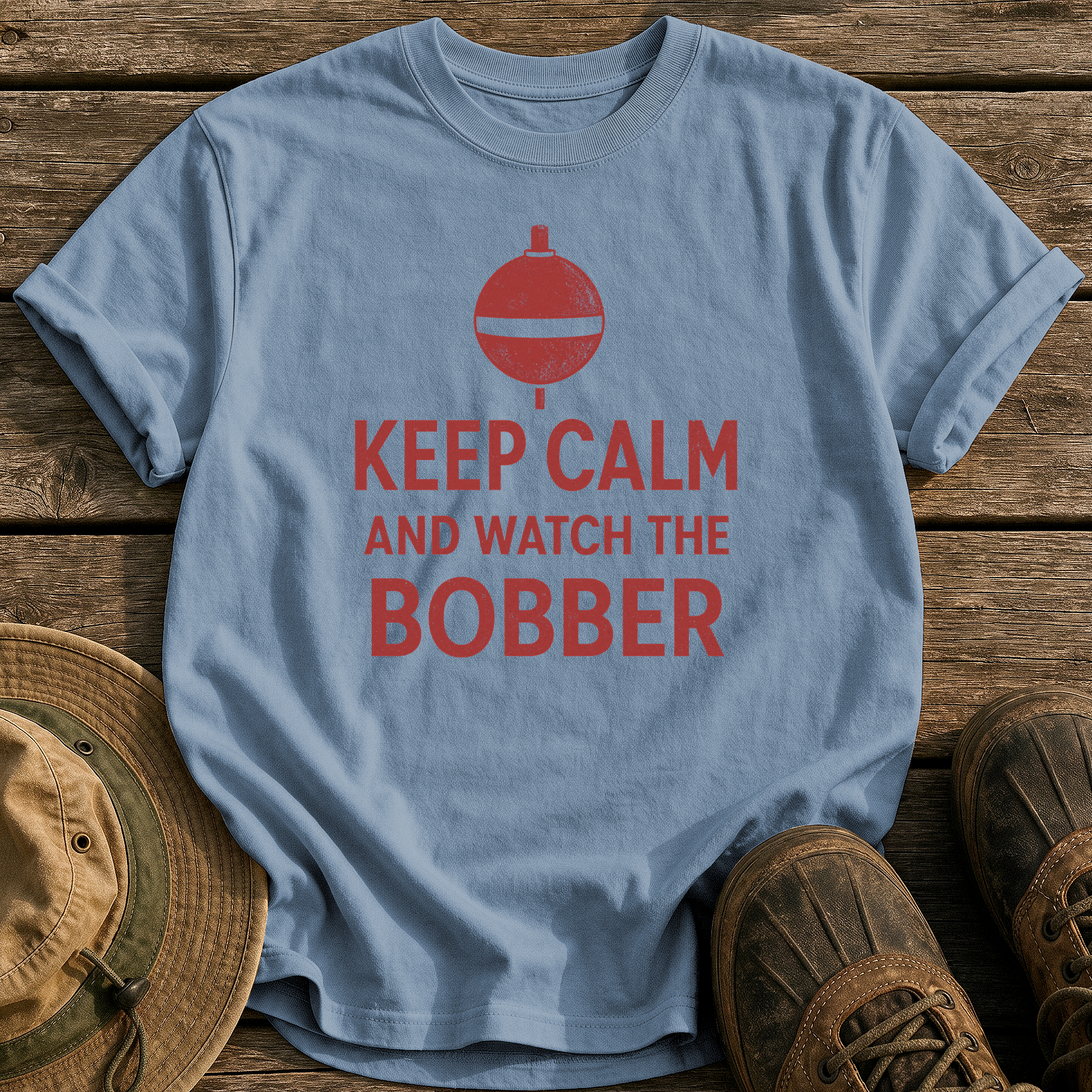 Keep Calm and Watch Bobber tee - Blue Jean - front