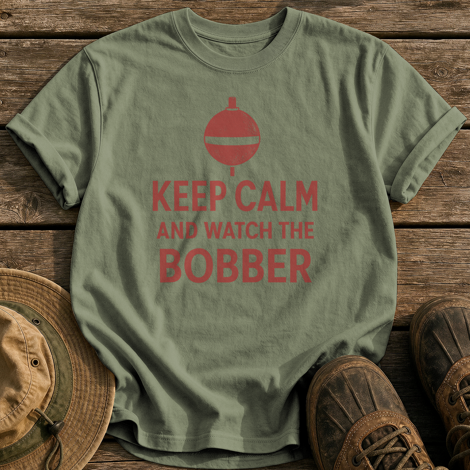 Keep Calm and Watch Bobber tee - Sage - front
