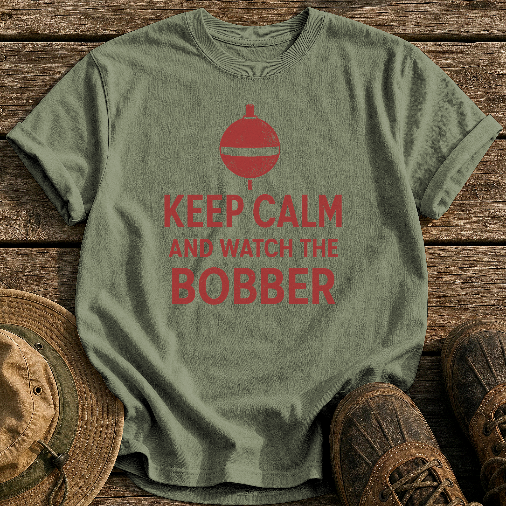 Keep Calm and Watch Bobber tee - Sage - front