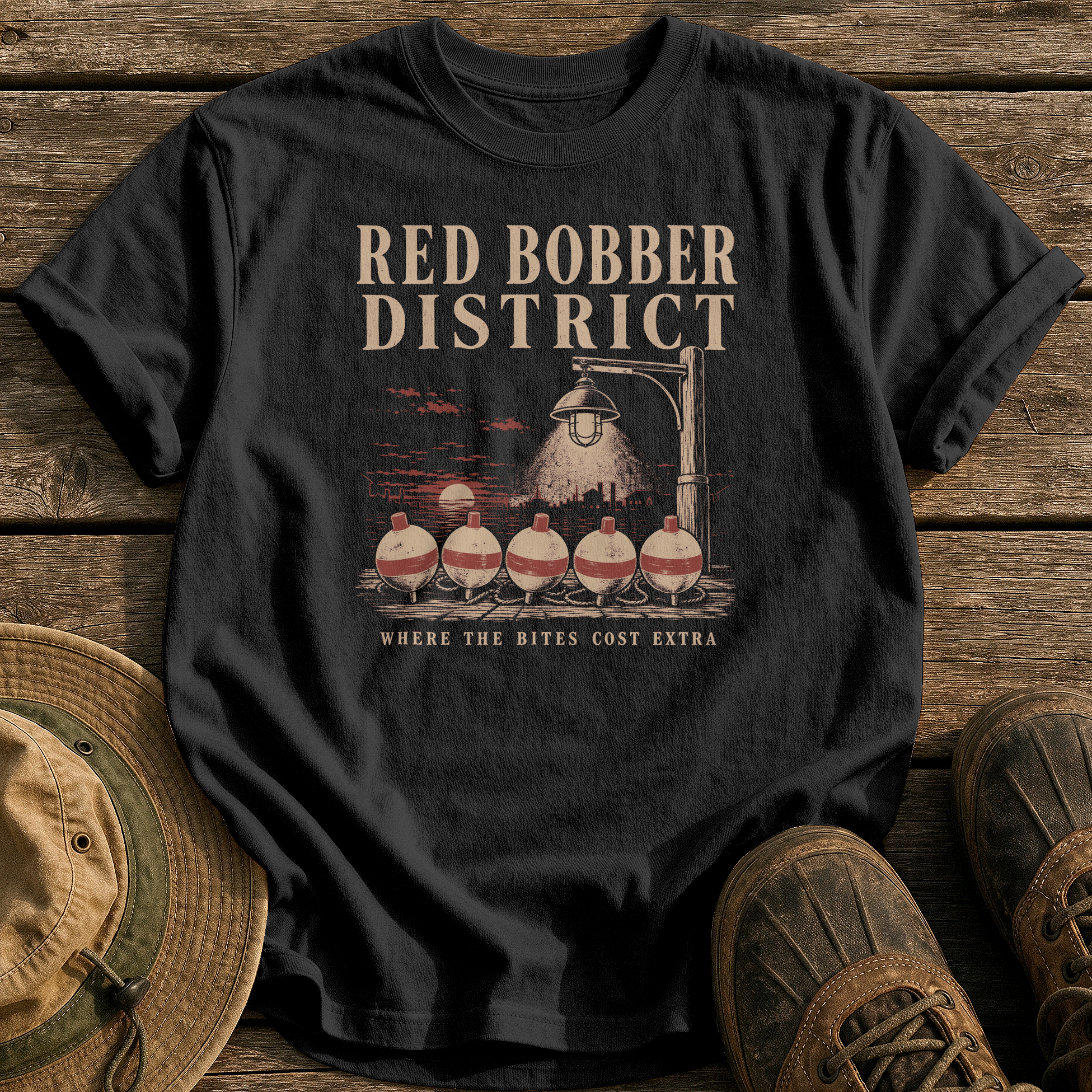 Red Bobber District tee - Black - front
