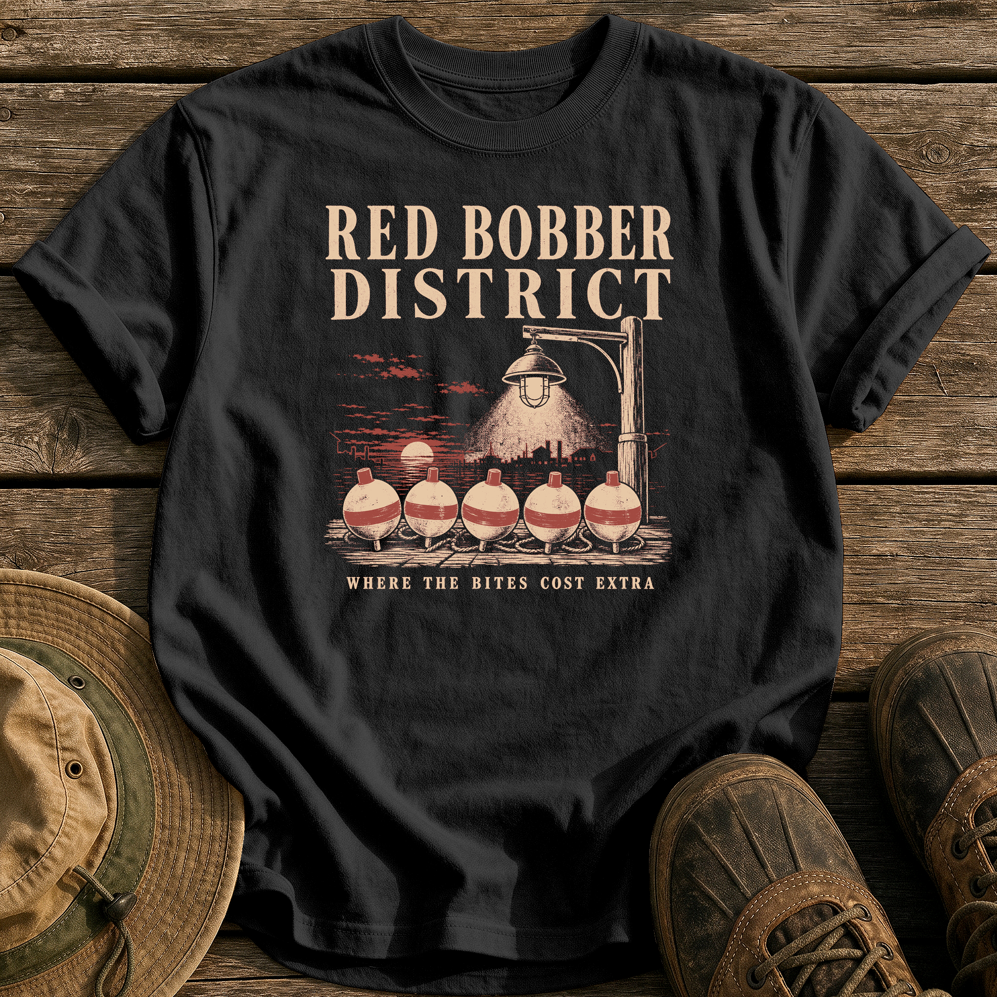 Red Bobber District tee - Black - front