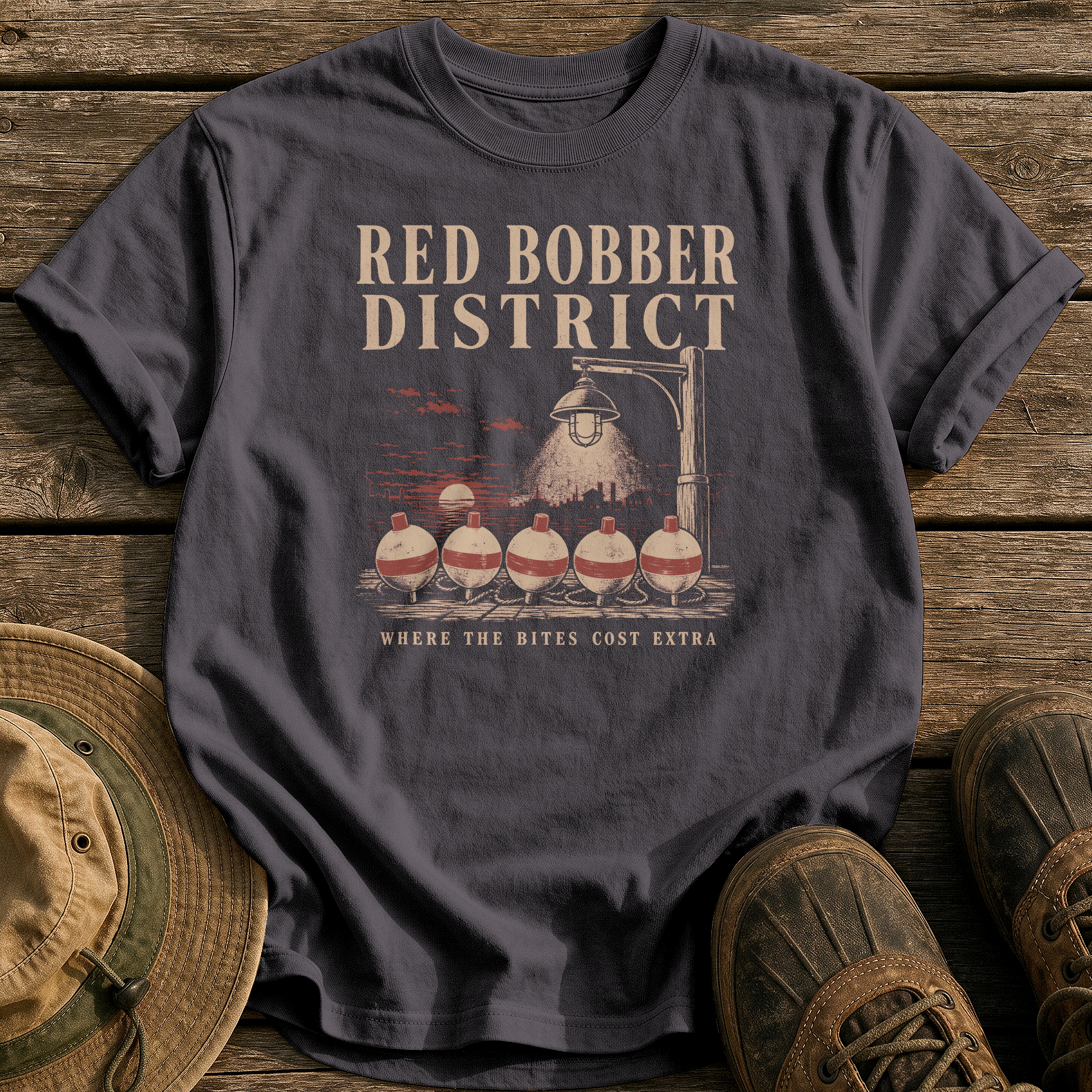 Red Bobber District tee - Graphite - front