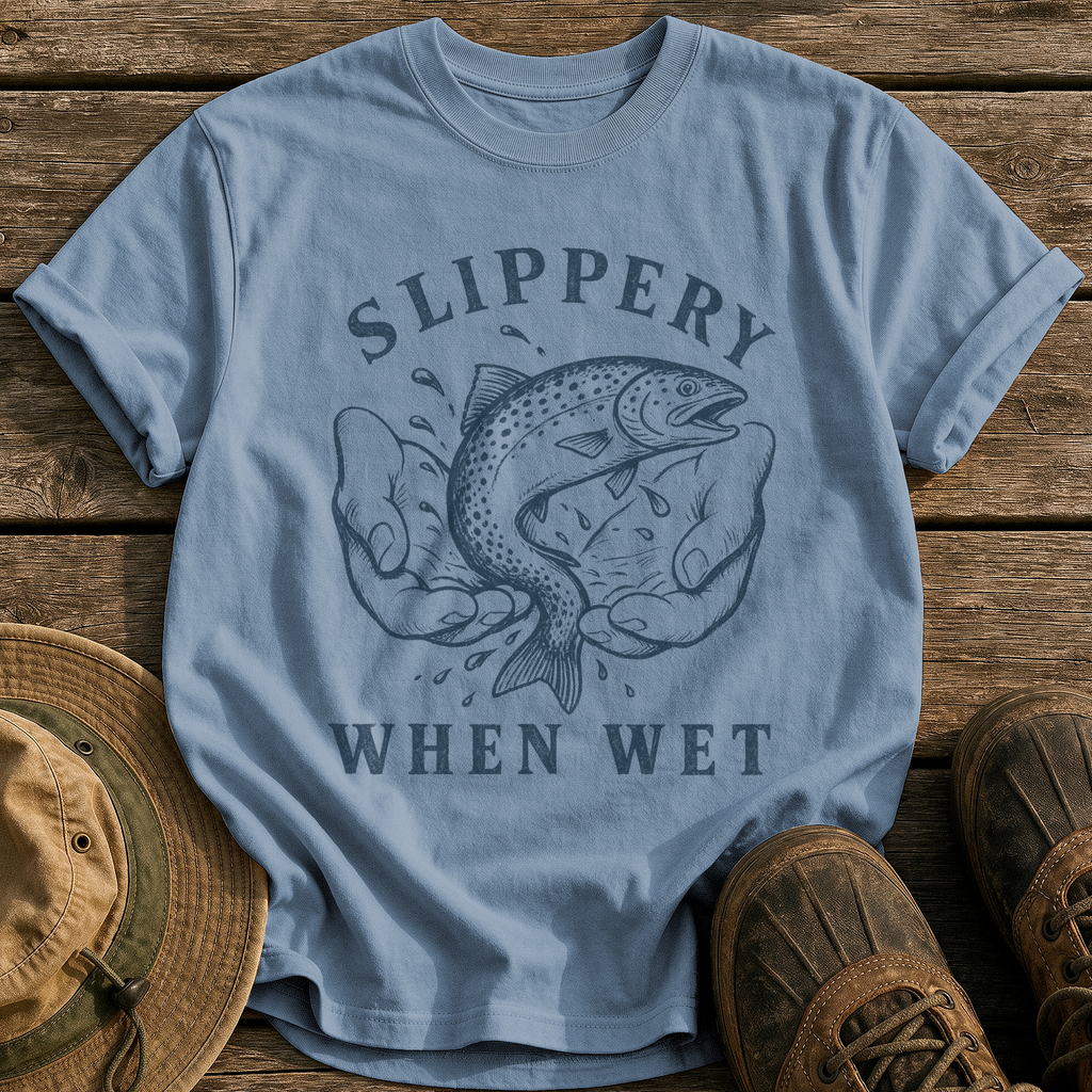 Slippery When Wet tee - Blue Jean - front