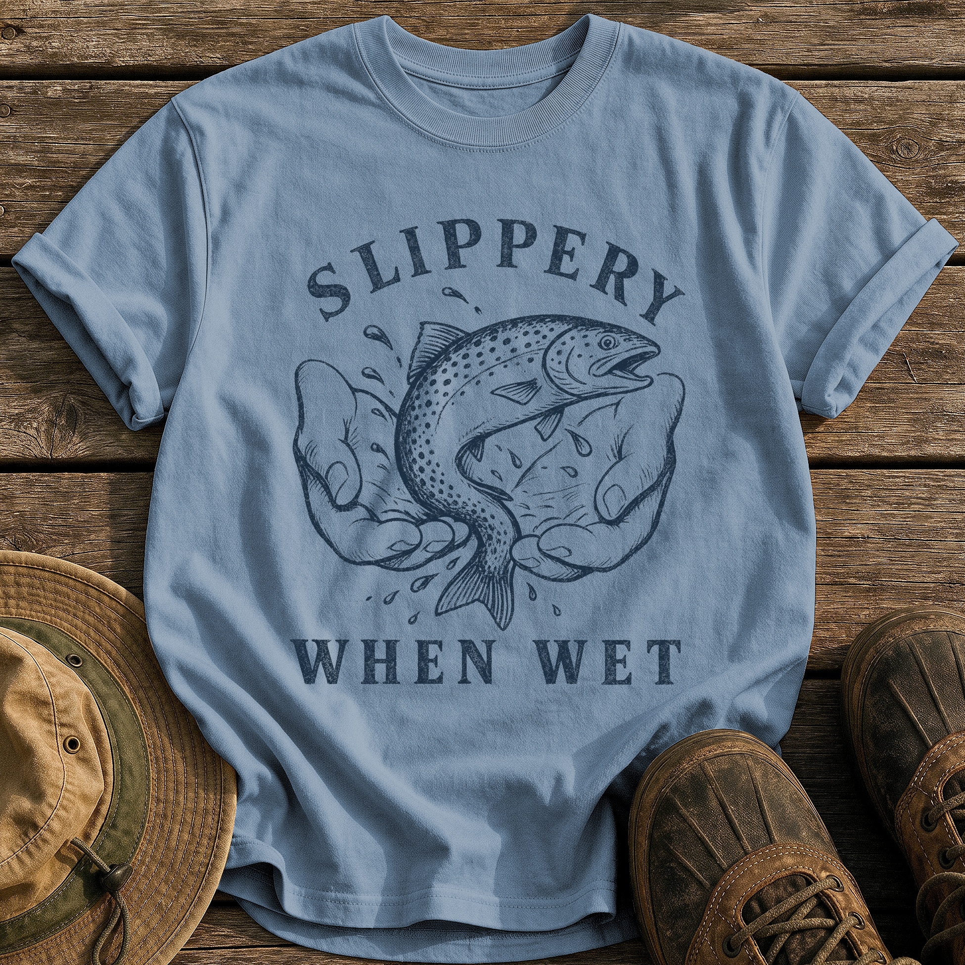 Slippery When Wet tee - Blue Jean - front