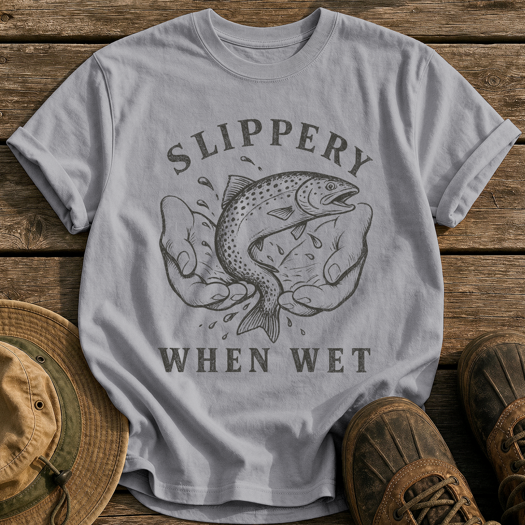 Slippery When Wet tee - Grey - front