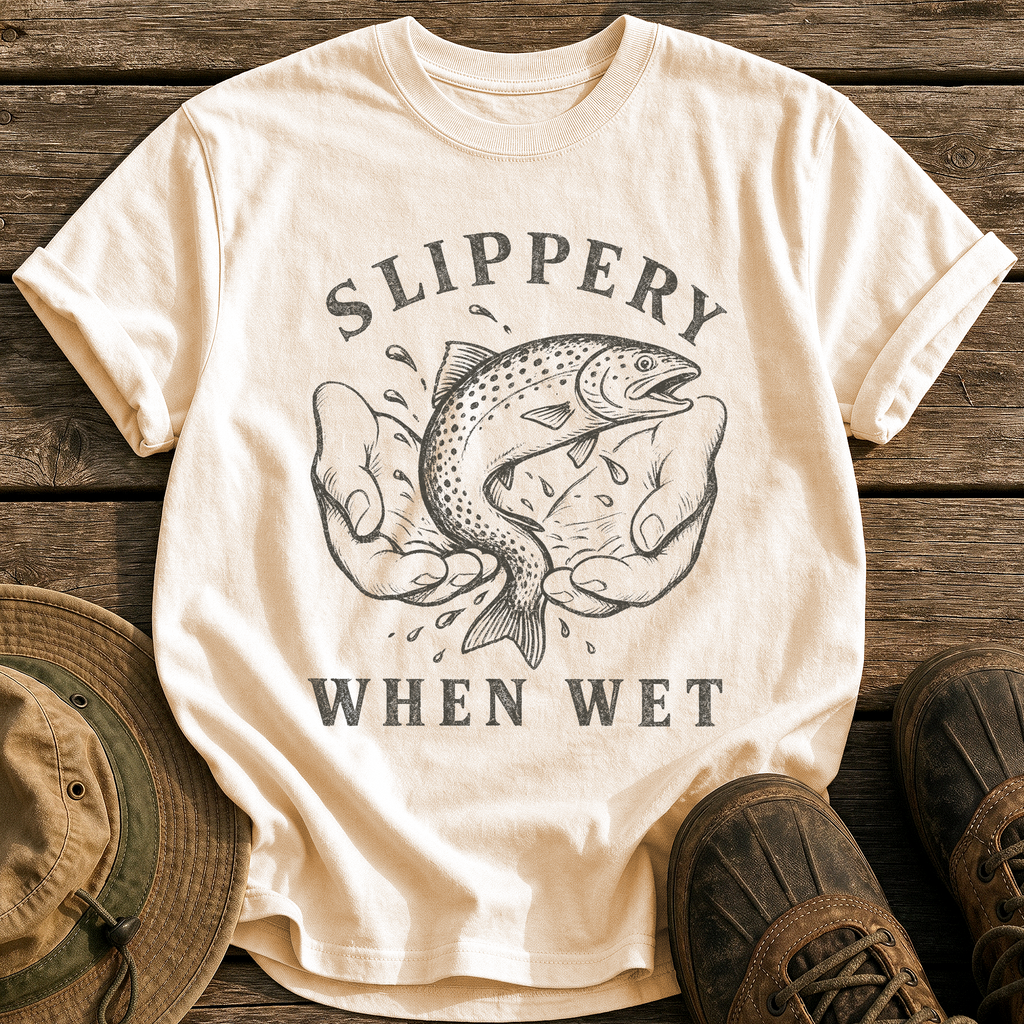 Slippery When Wet tee - Ivory - front