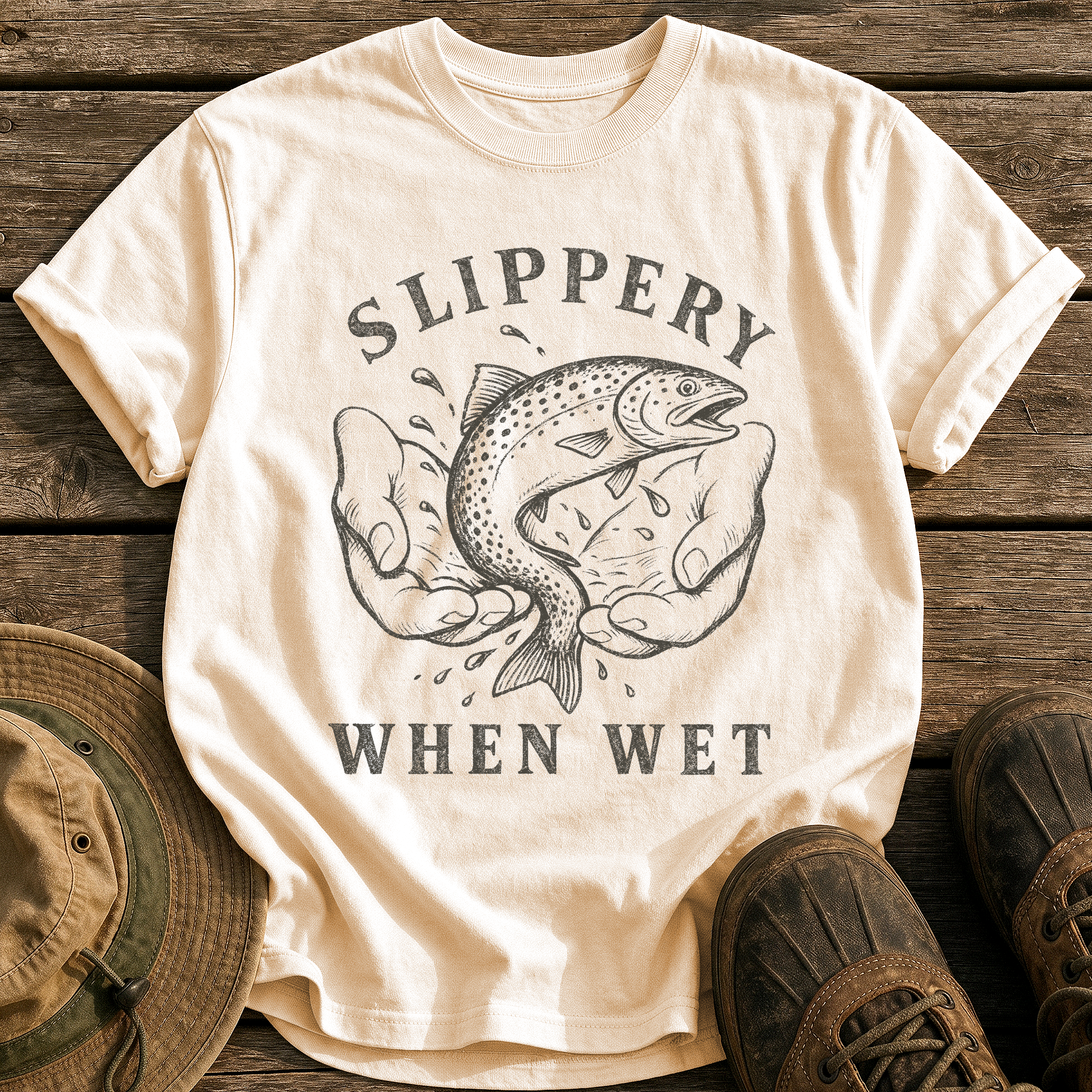 Slippery When Wet tee - Ivory - front