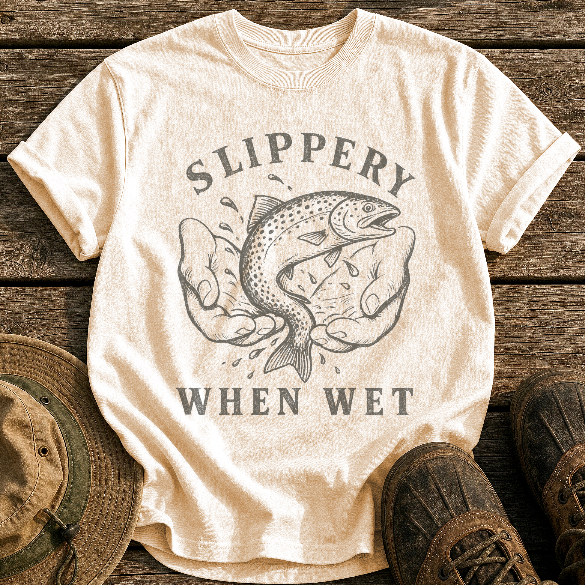 Slippery When Wet tee - Ivory - front