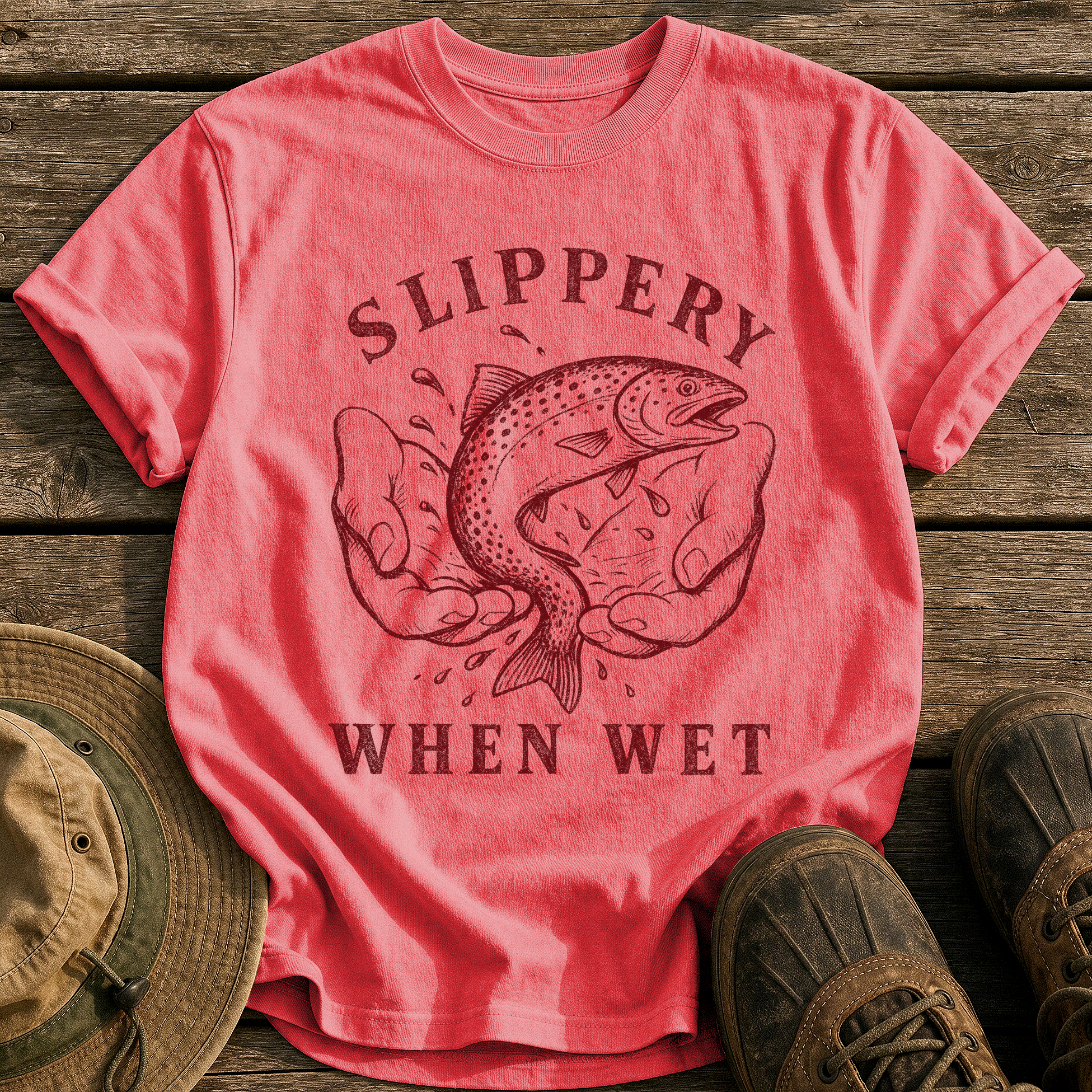 Slippery When Wet tee - Watermelon - front