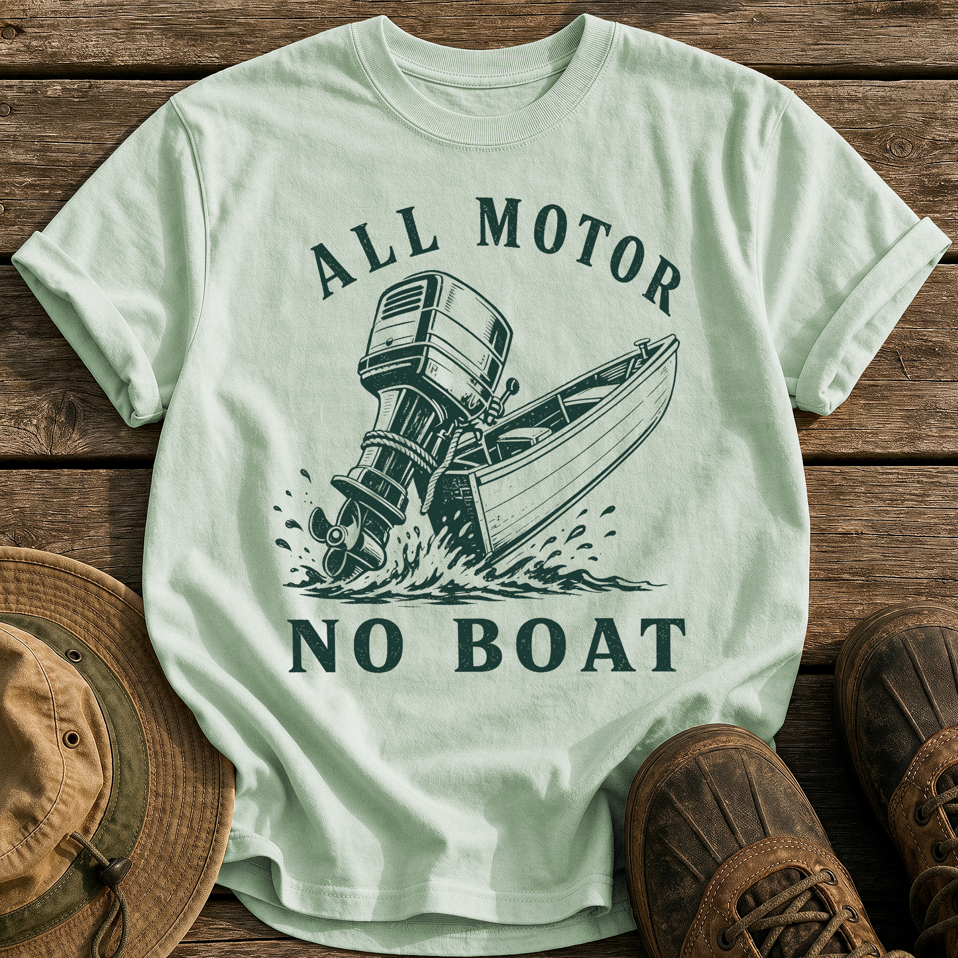 All Motor No Boat tee - Bay - front