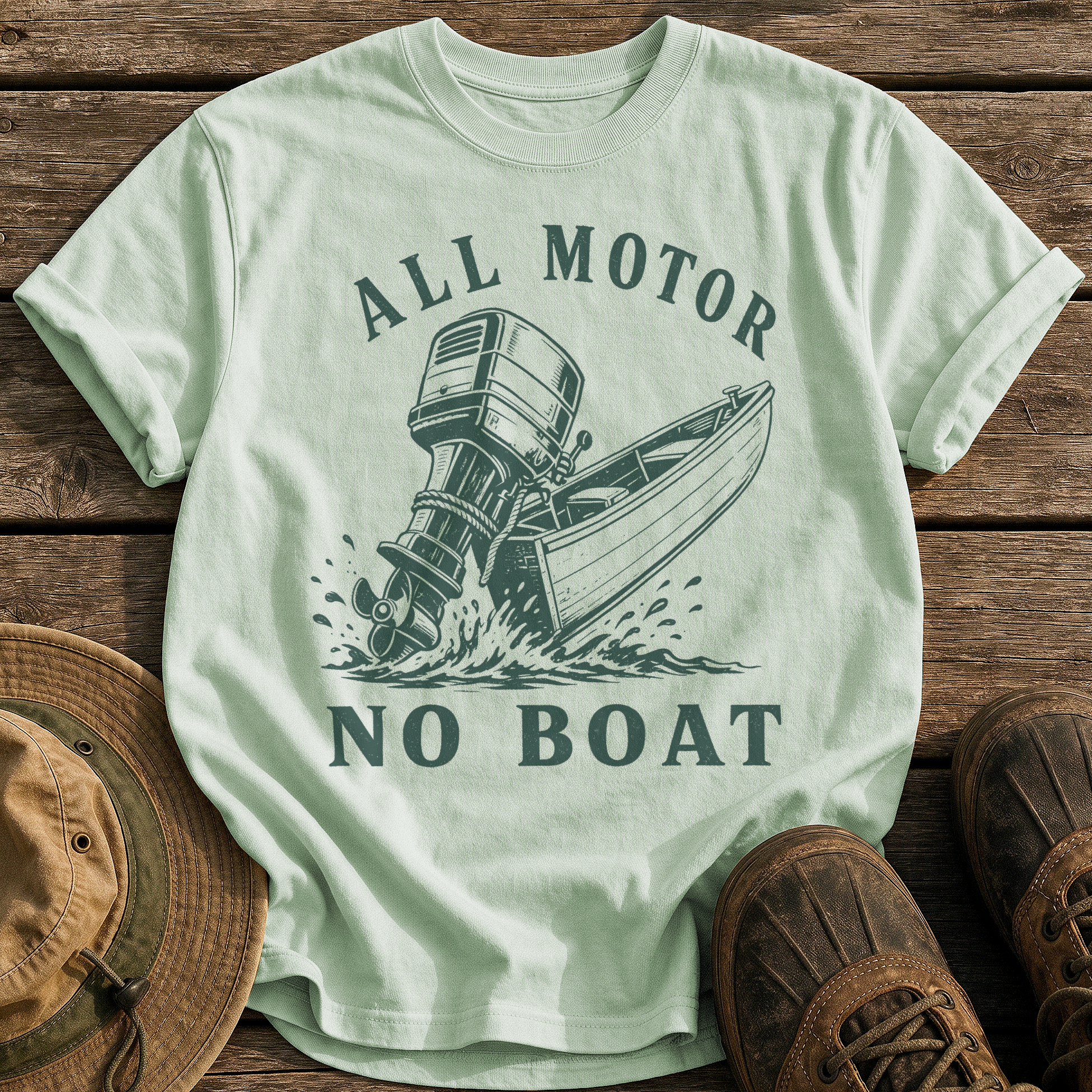 All Motor No Boat tee - Bay - front