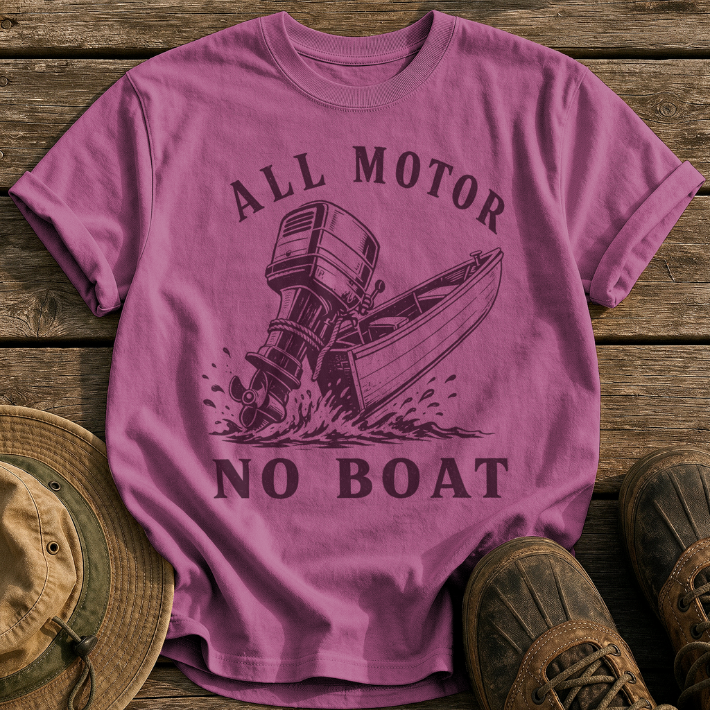 All Motor No Boat tee - Berry - front
