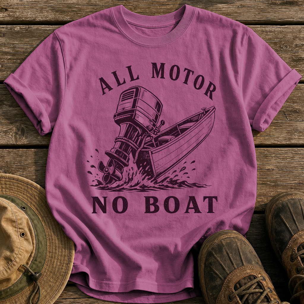 All Motor No Boat tee - Berry - front