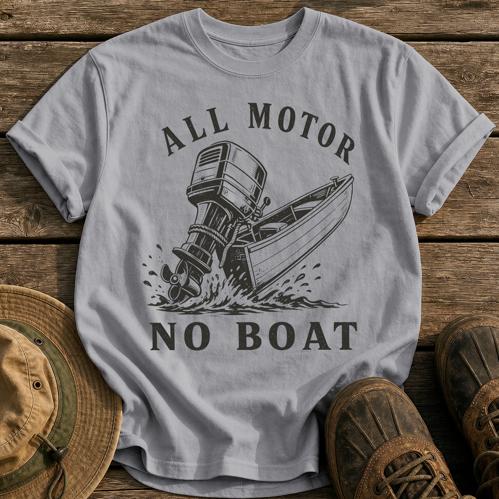 All Motor No Boat tee - Grey - front