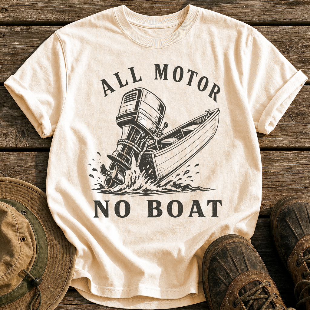 All Motor No Boat tee - Ivory - front