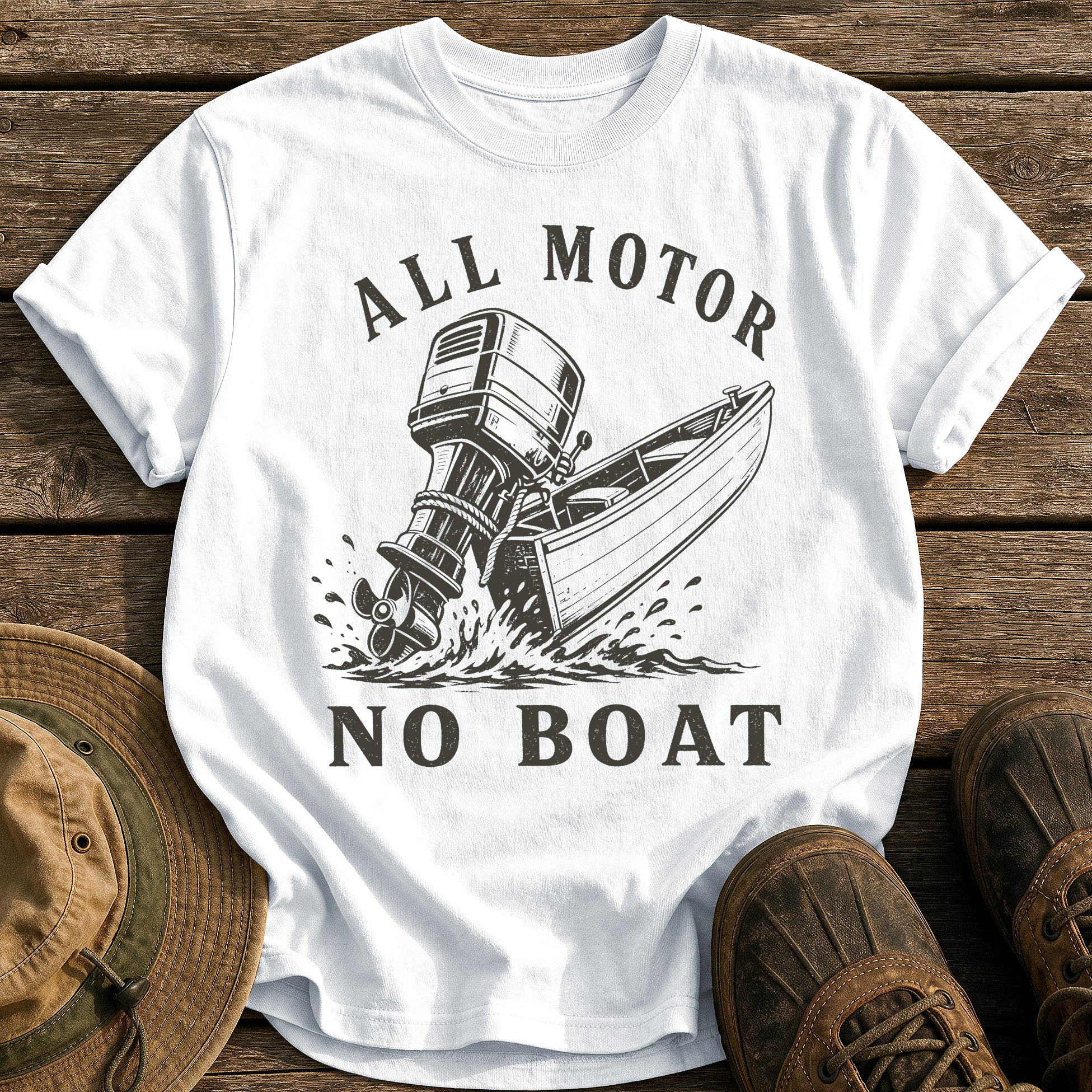 All Motor No Boat tee - White - front