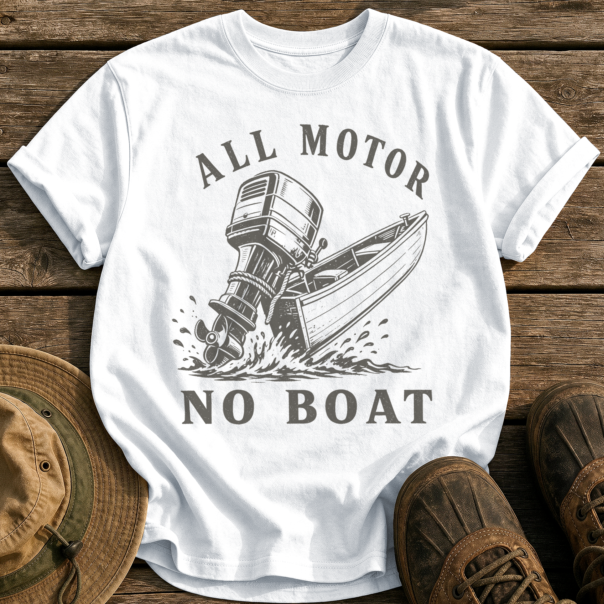 All Motor No Boat tee - White - front