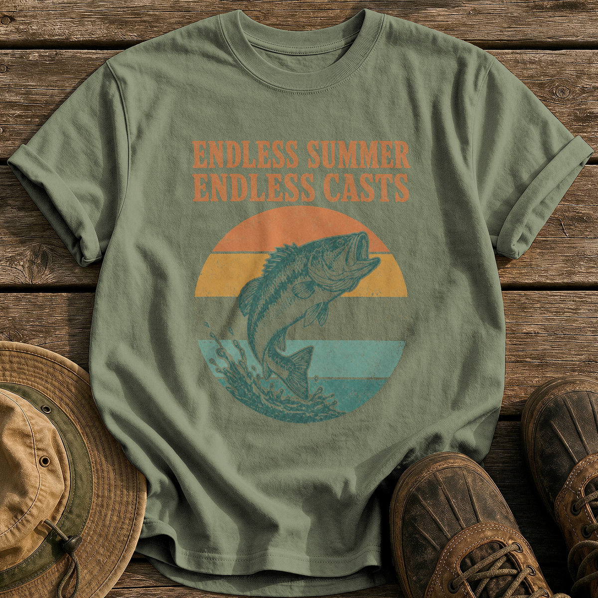 Endless Summer, Endless Casts tee - Sage - front