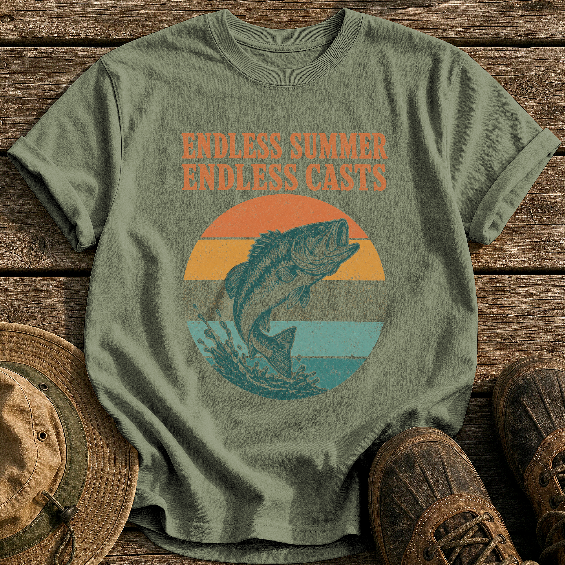 Endless Summer, Endless Casts tee - Sage - front
