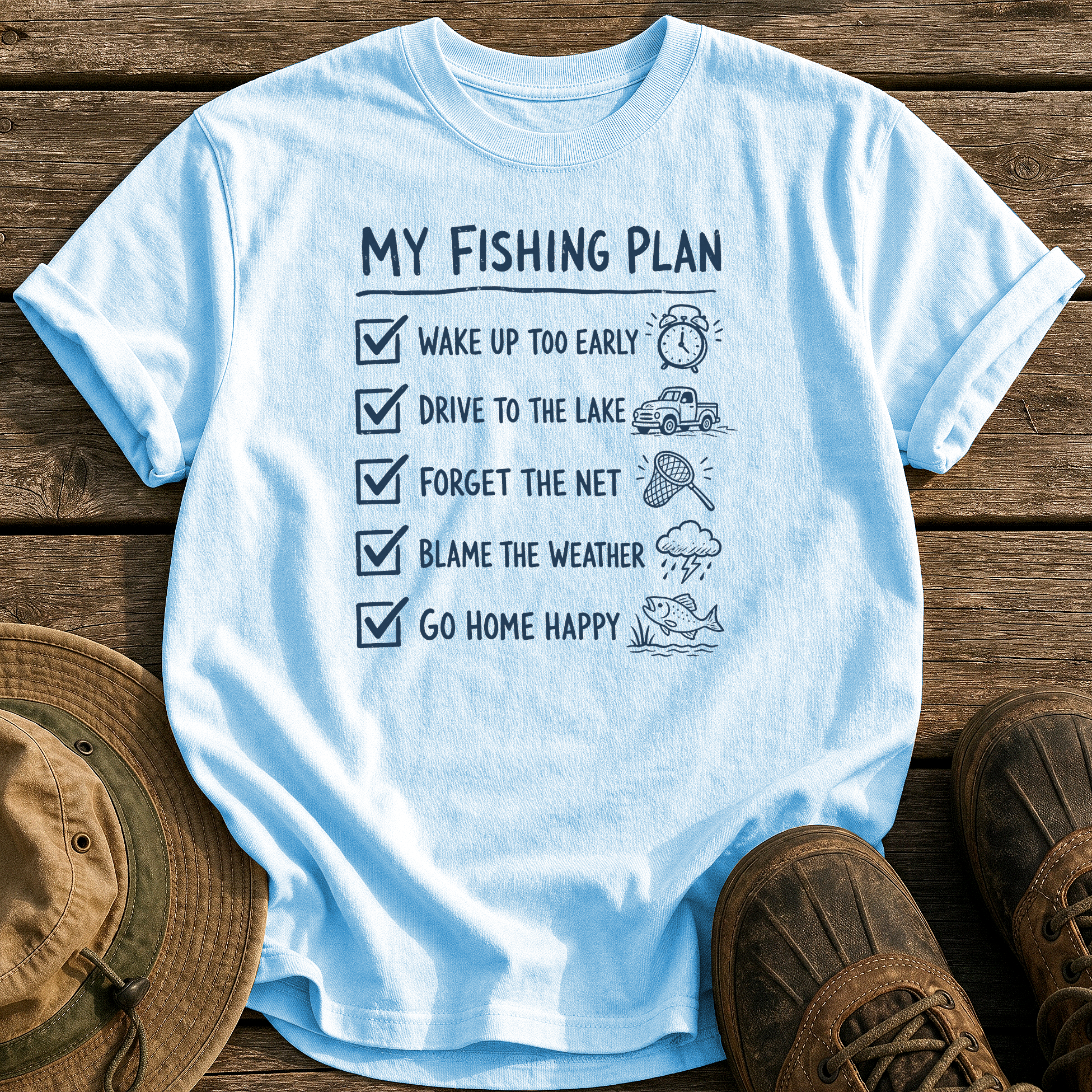 My Fishing Plan tee - Chambray - front