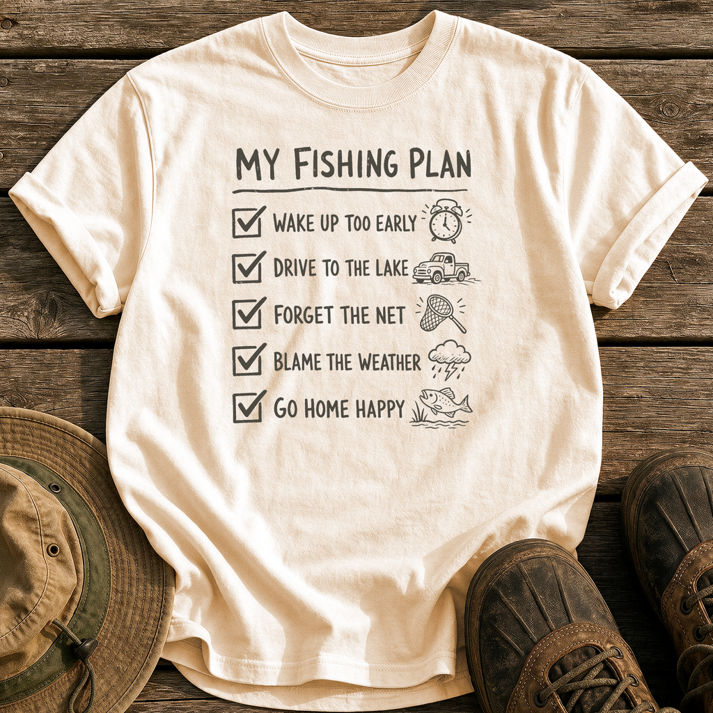 My Fishing Plan tee - Ivory - front