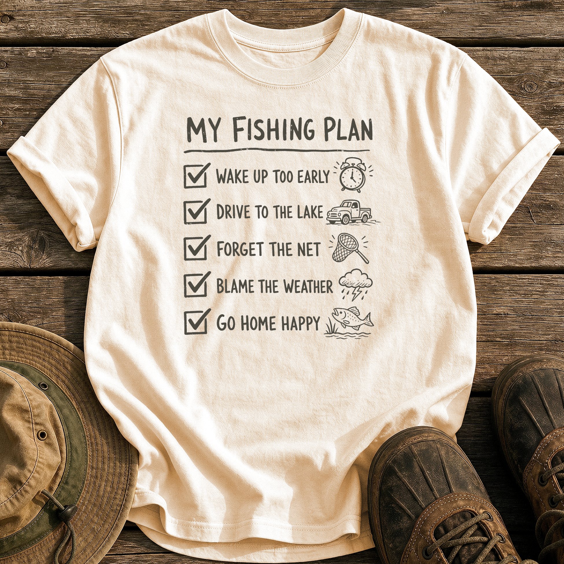 My Fishing Plan tee - Ivory - front