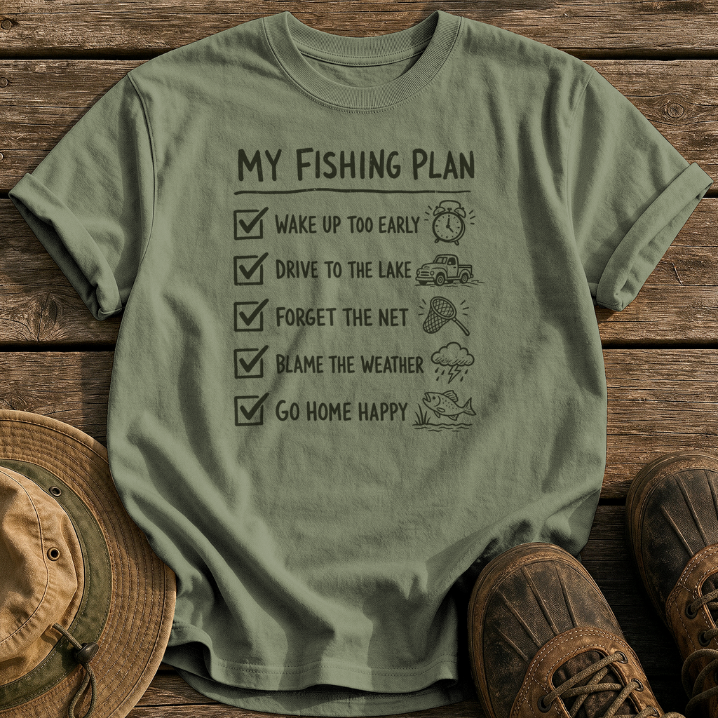 My Fishing Plan tee - Sage - front