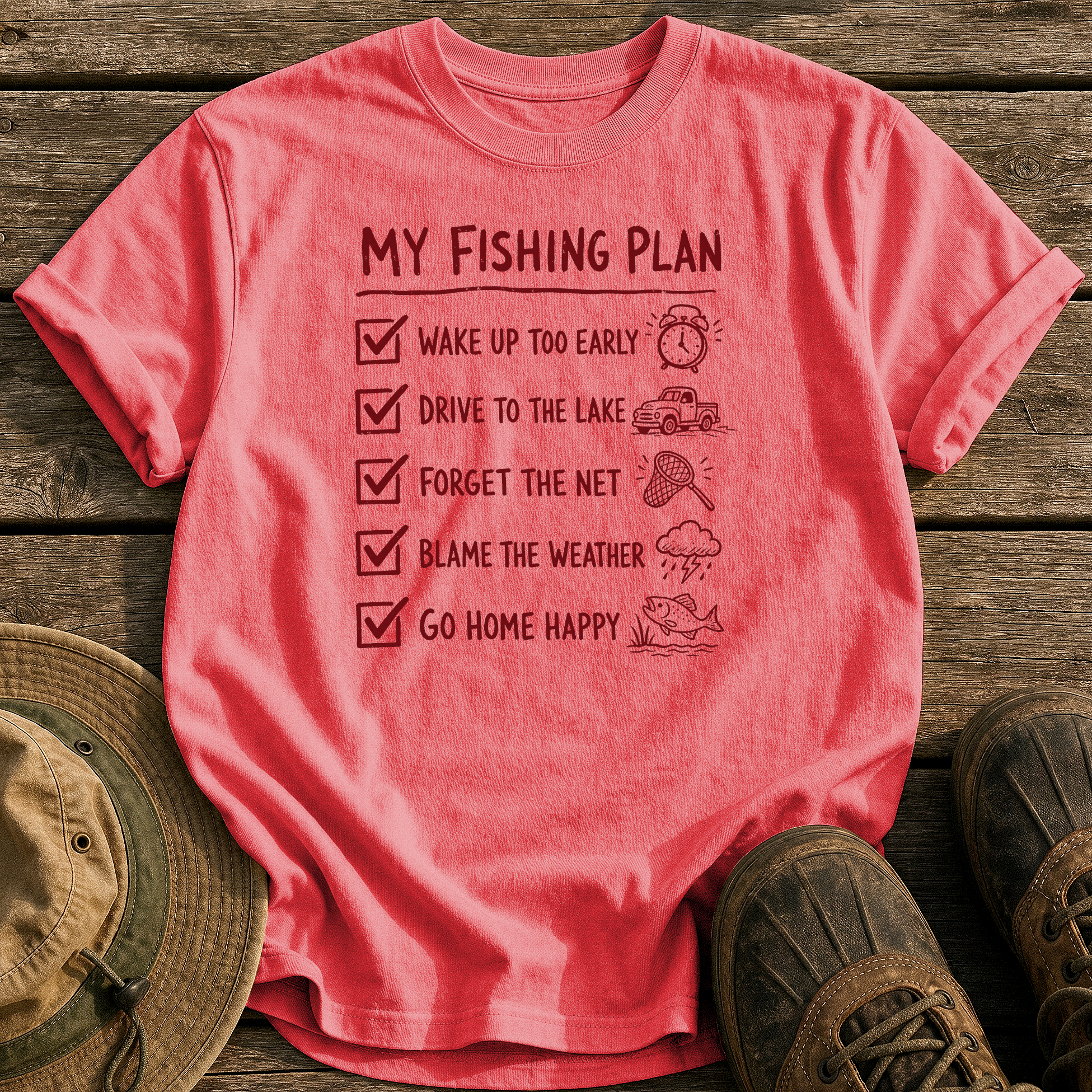 My Fishing Plan tee - Watermelon - front