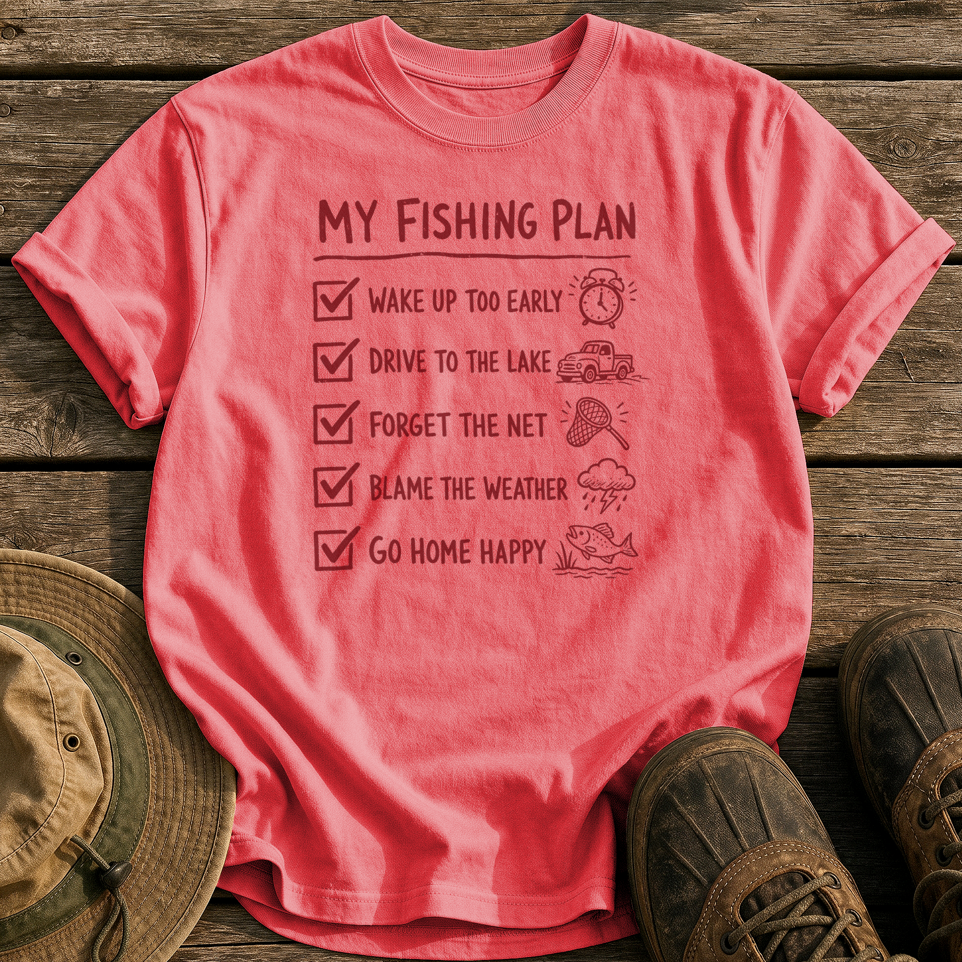 My Fishing Plan tee - Watermelon - front