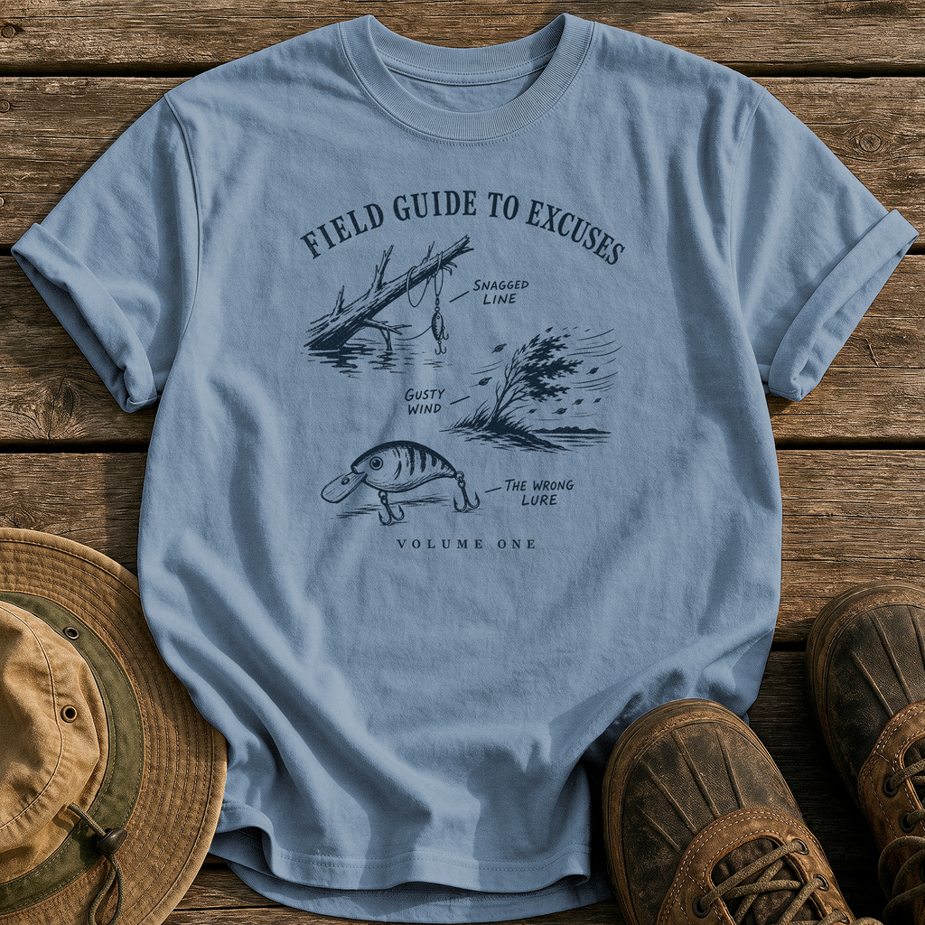Field Guide to Excuses tee - Blue Jean - front
