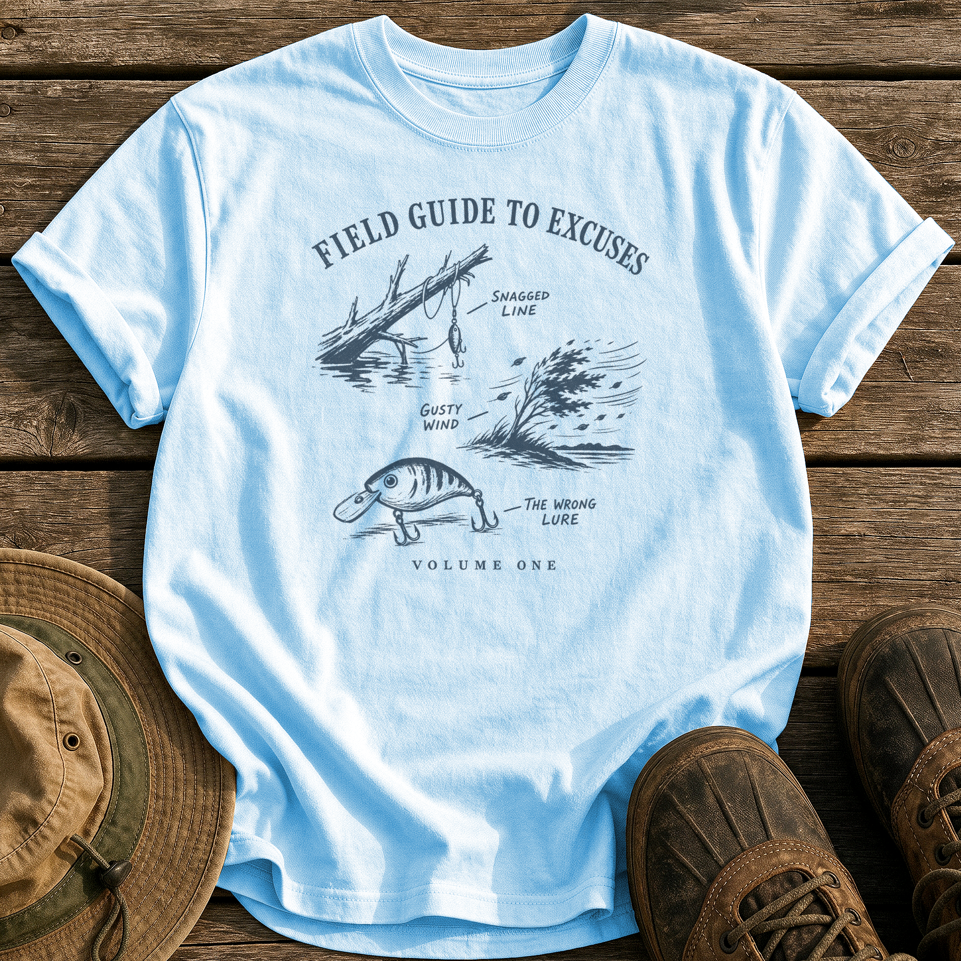 Field Guide to Excuses tee - Chambray - front