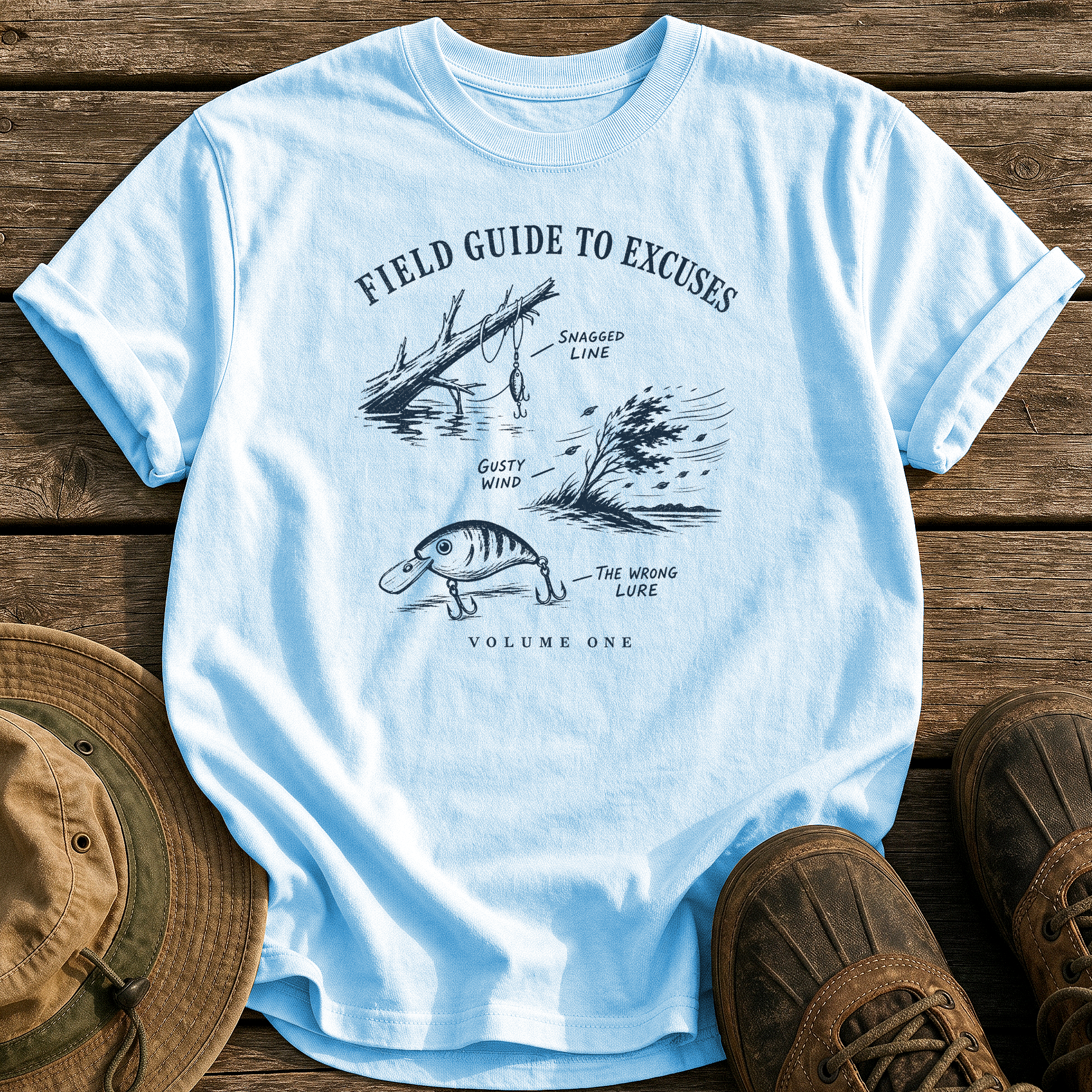 Field Guide to Excuses tee - Chambray - front