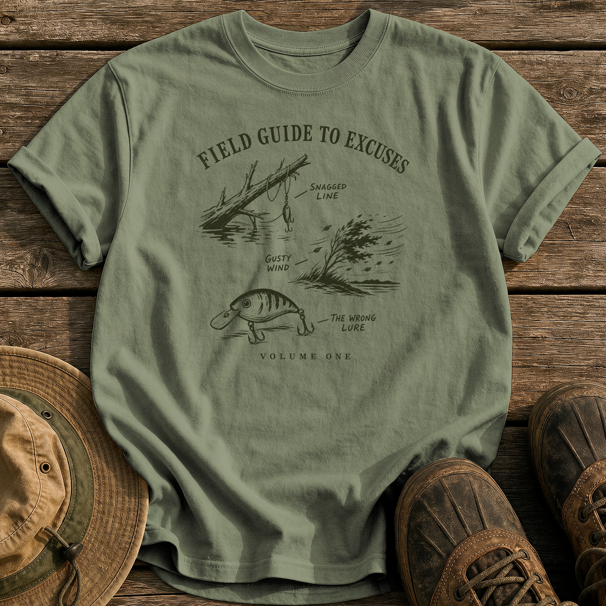 Field Guide to Excuses tee - Sage - front