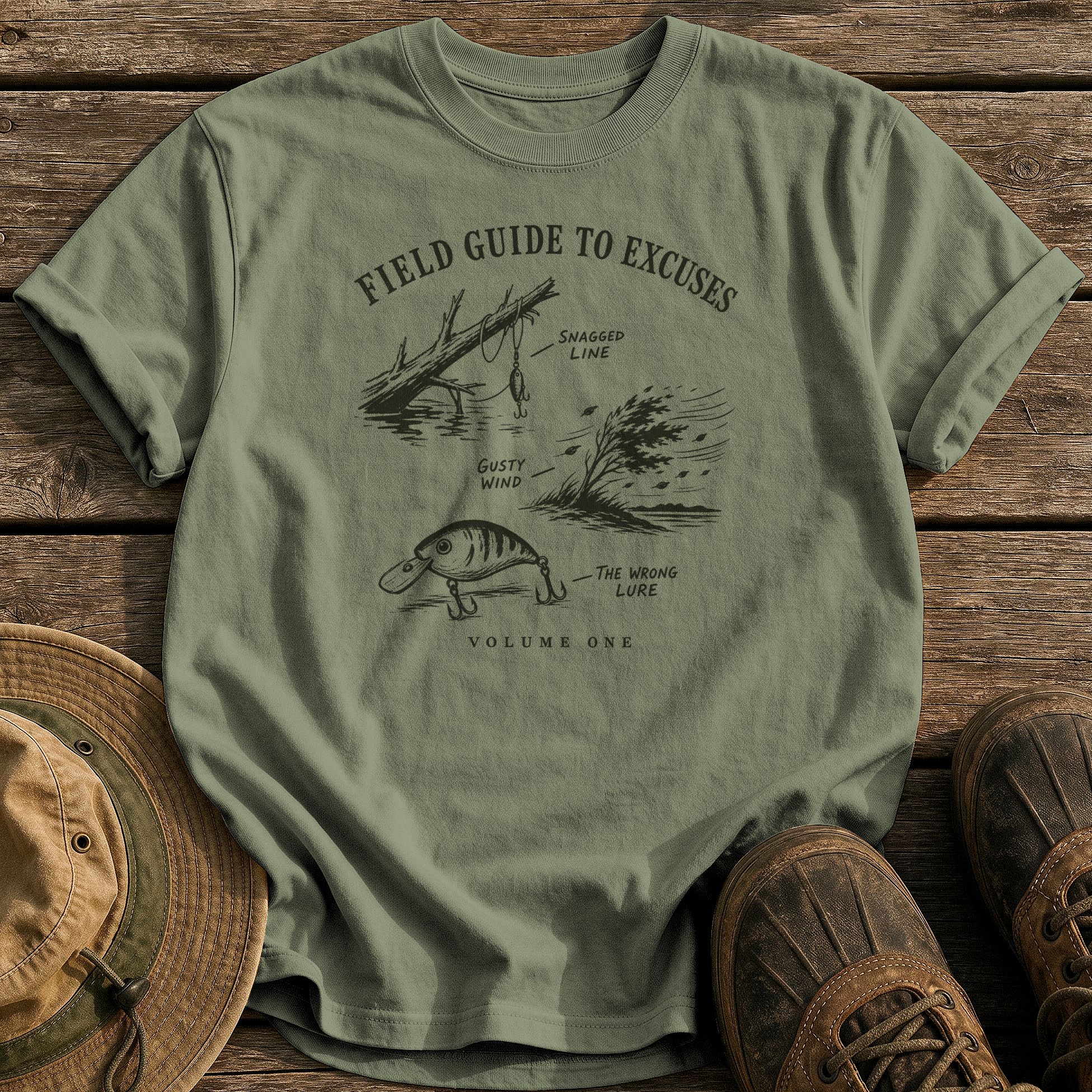Field Guide to Excuses tee - Sage - front