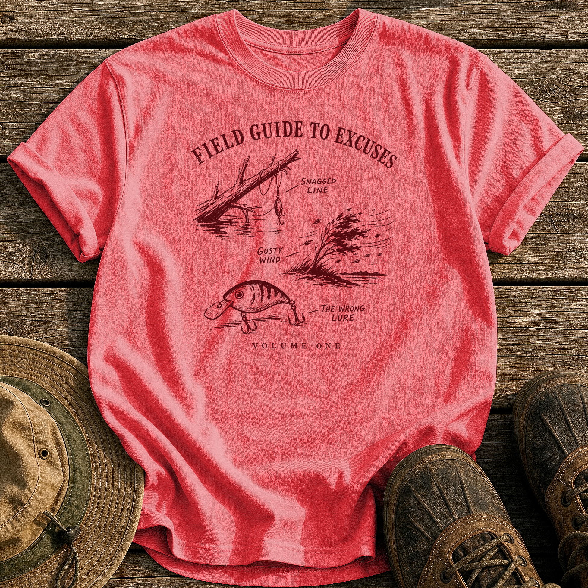 Field Guide to Excuses tee - Watermelon - front
