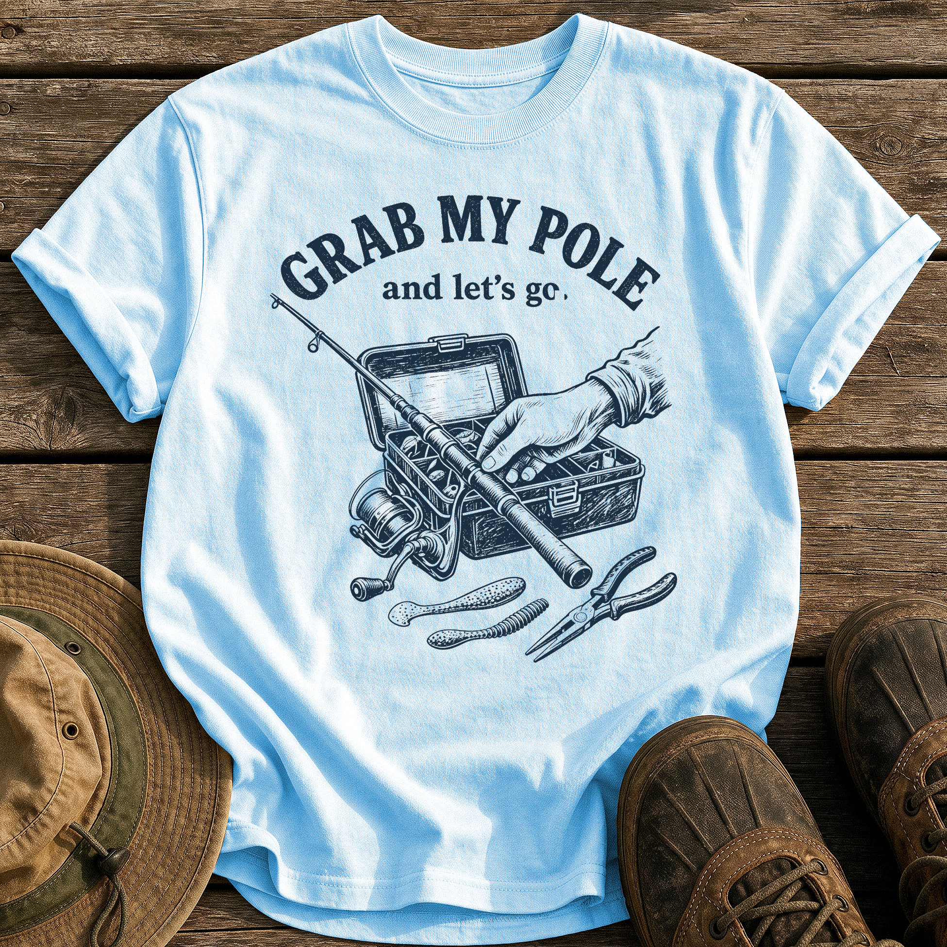 Grab My Pole tee - Chambray - front