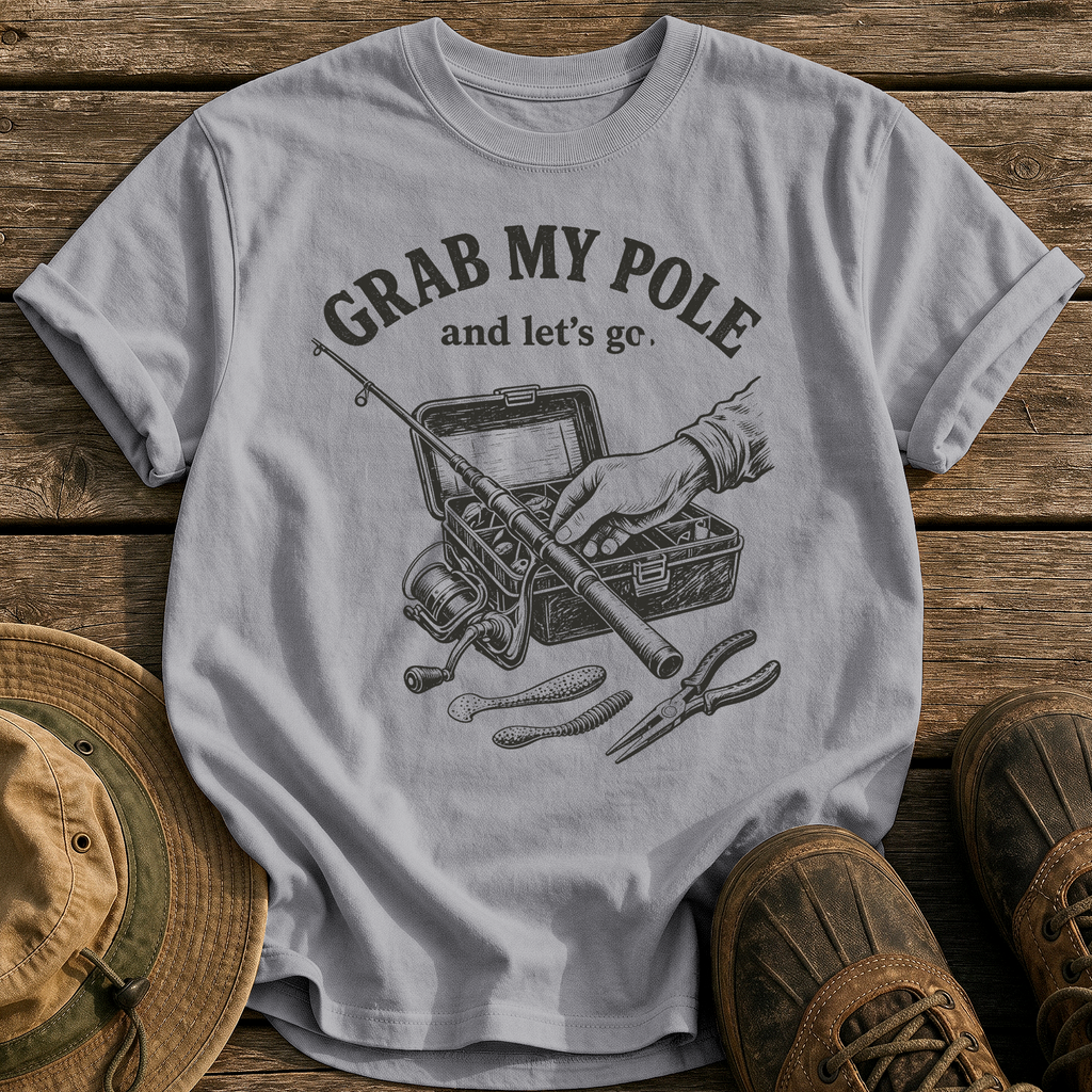 Grab My Pole tee - Grey - front