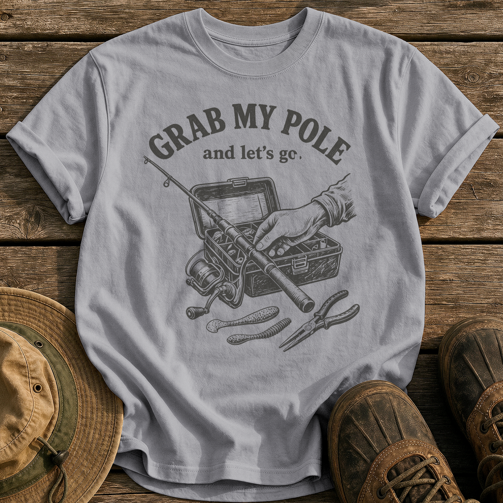 Grab My Pole tee - Grey - front