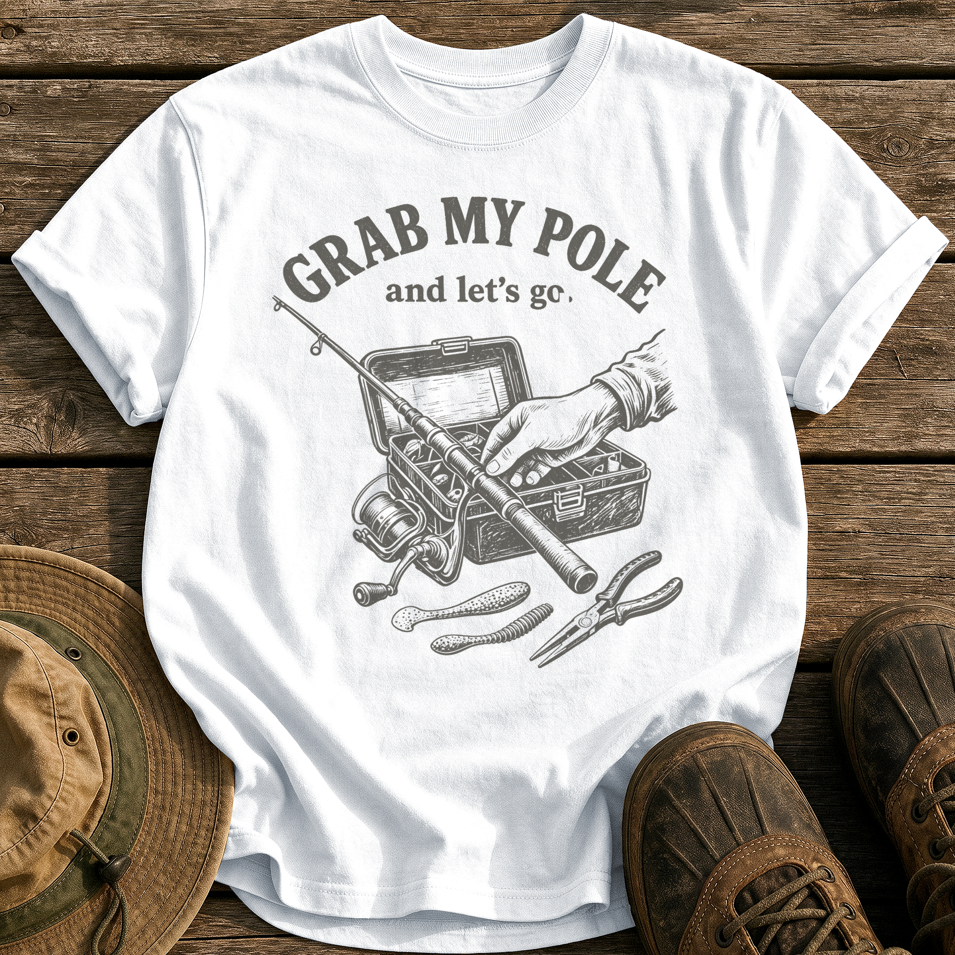Grab My Pole tee - White - front