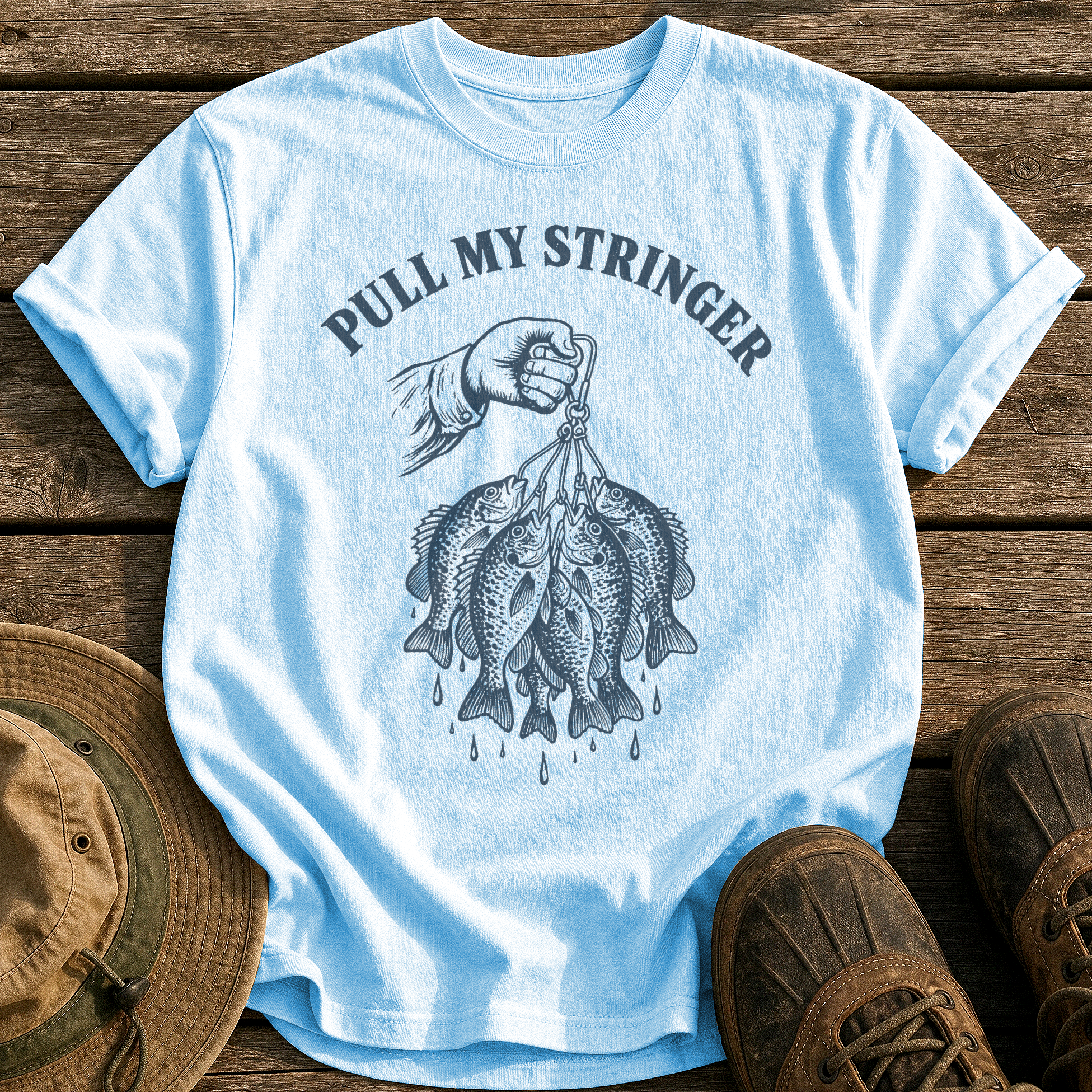 Pull My Stringer tee - Chambray - front
