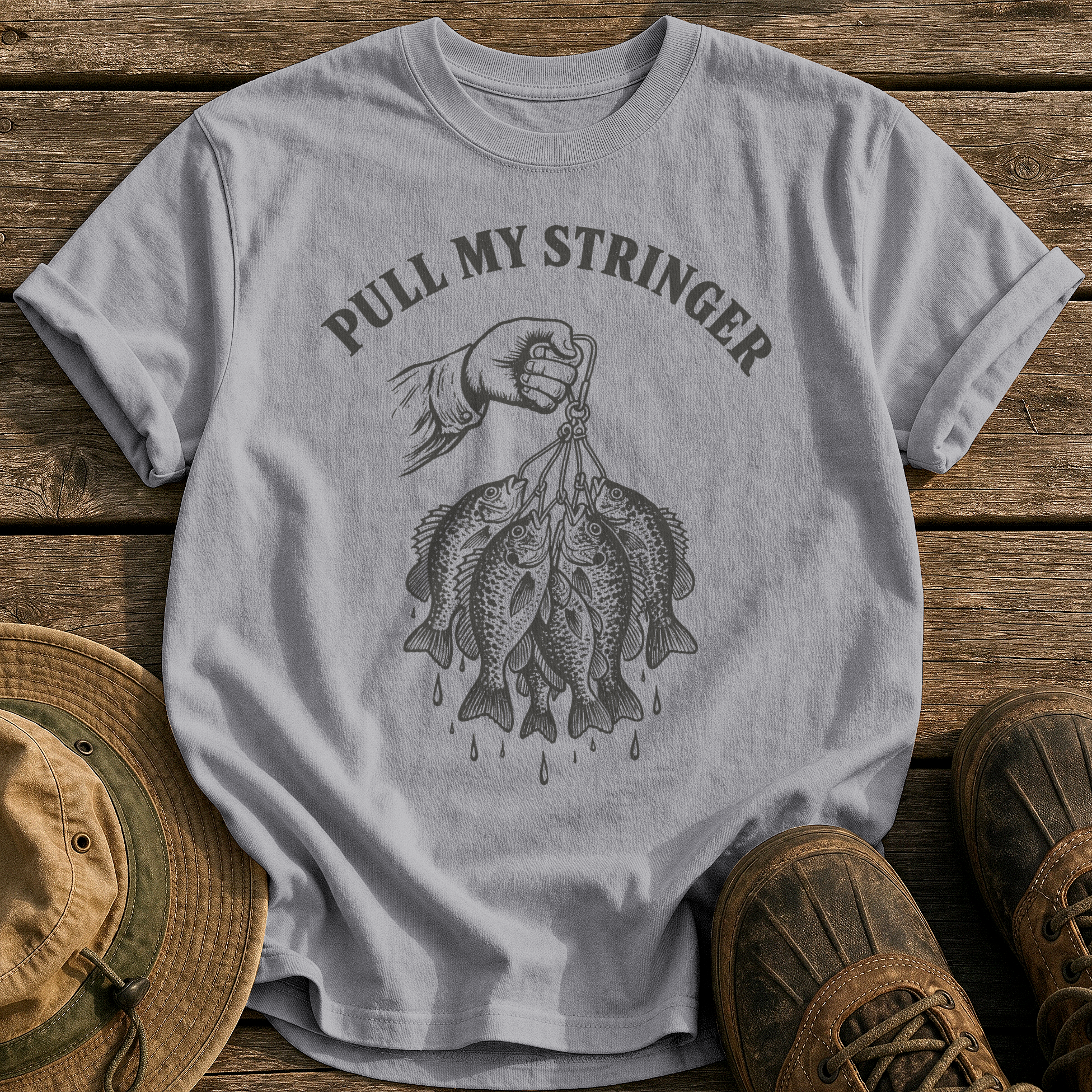 Pull My Stringer tee - Grey - front