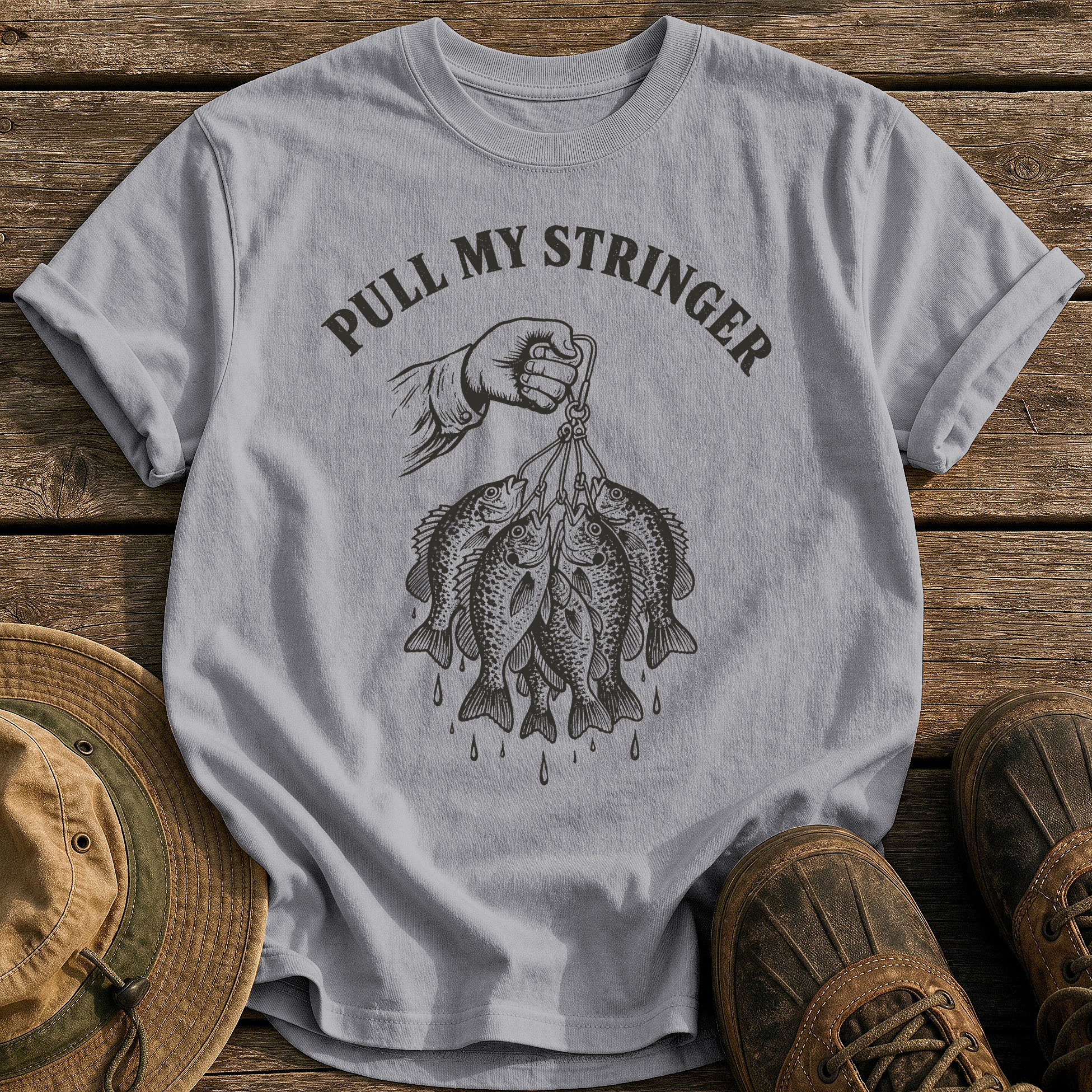 Pull My Stringer tee - Grey - front