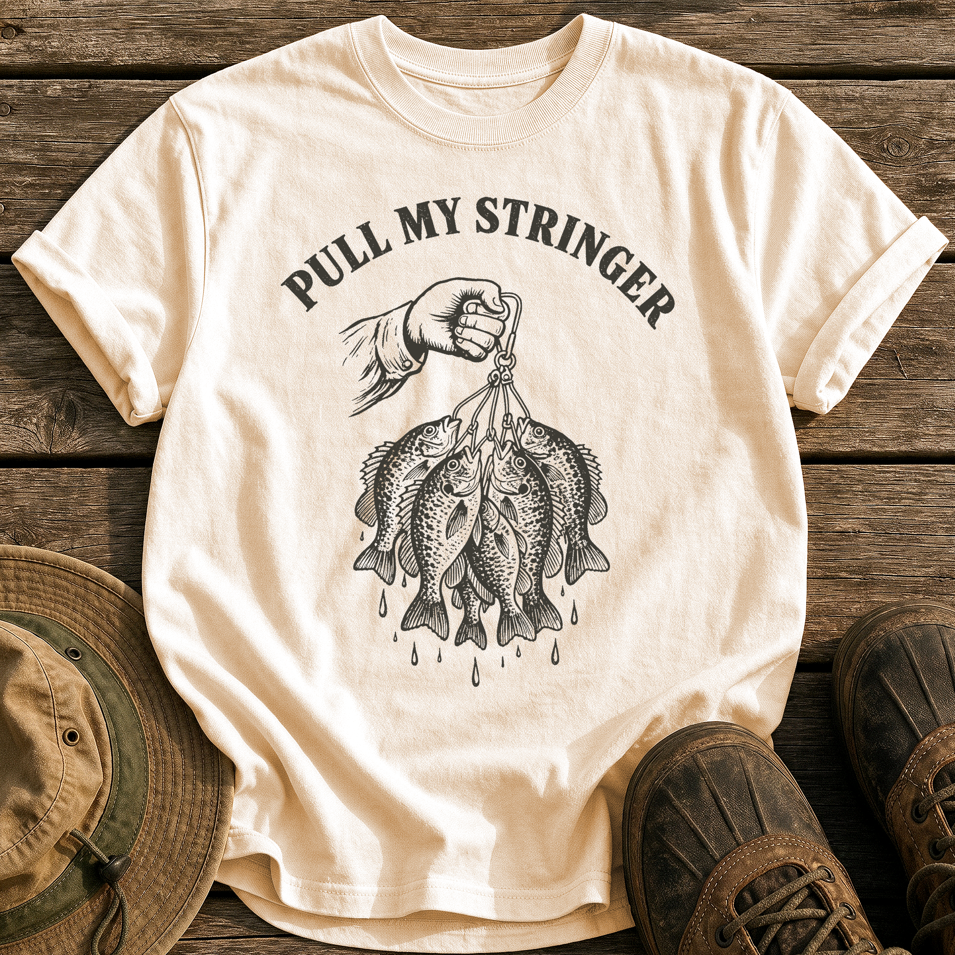 Pull My Stringer tee - Ivory - front