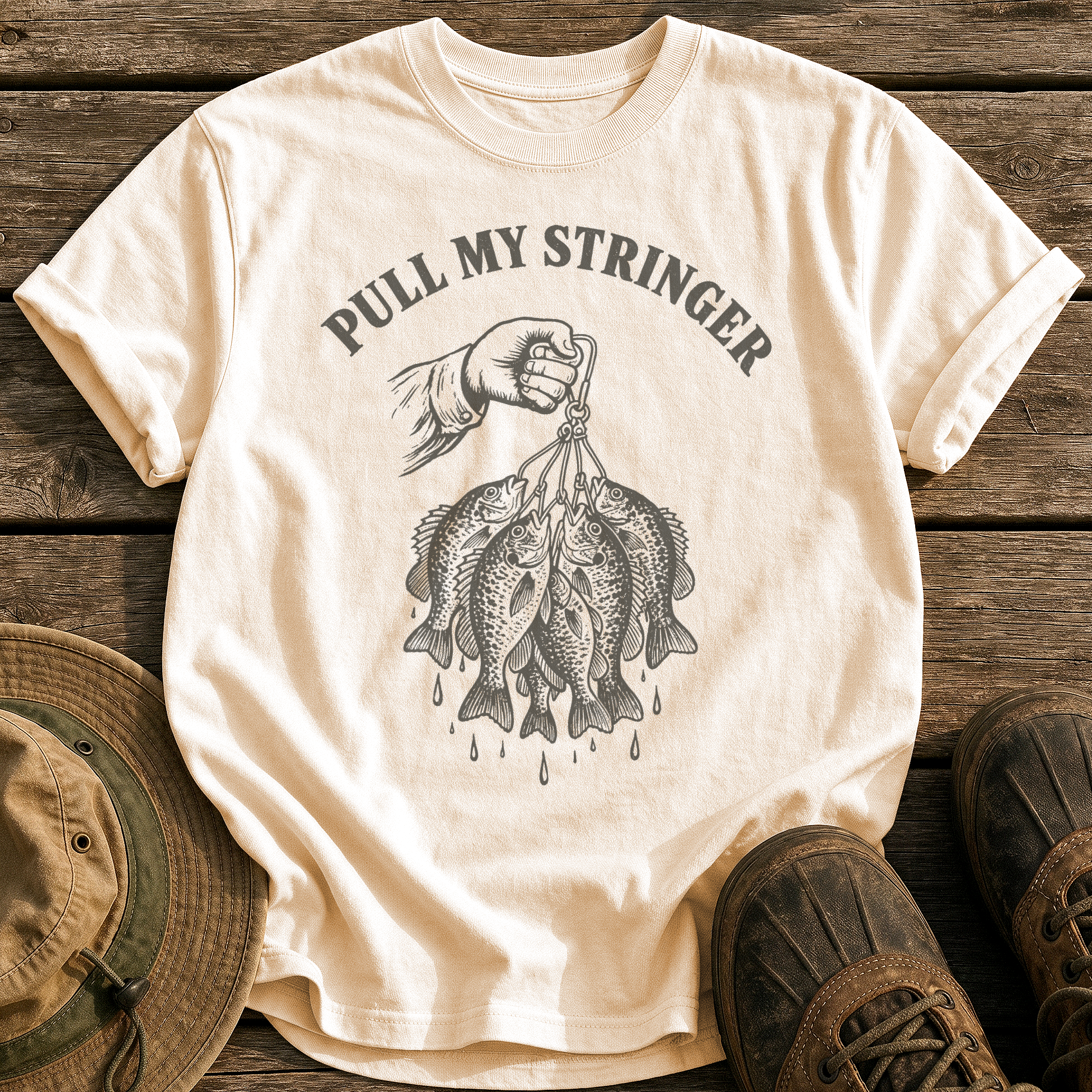 Pull My Stringer tee - Ivory - front