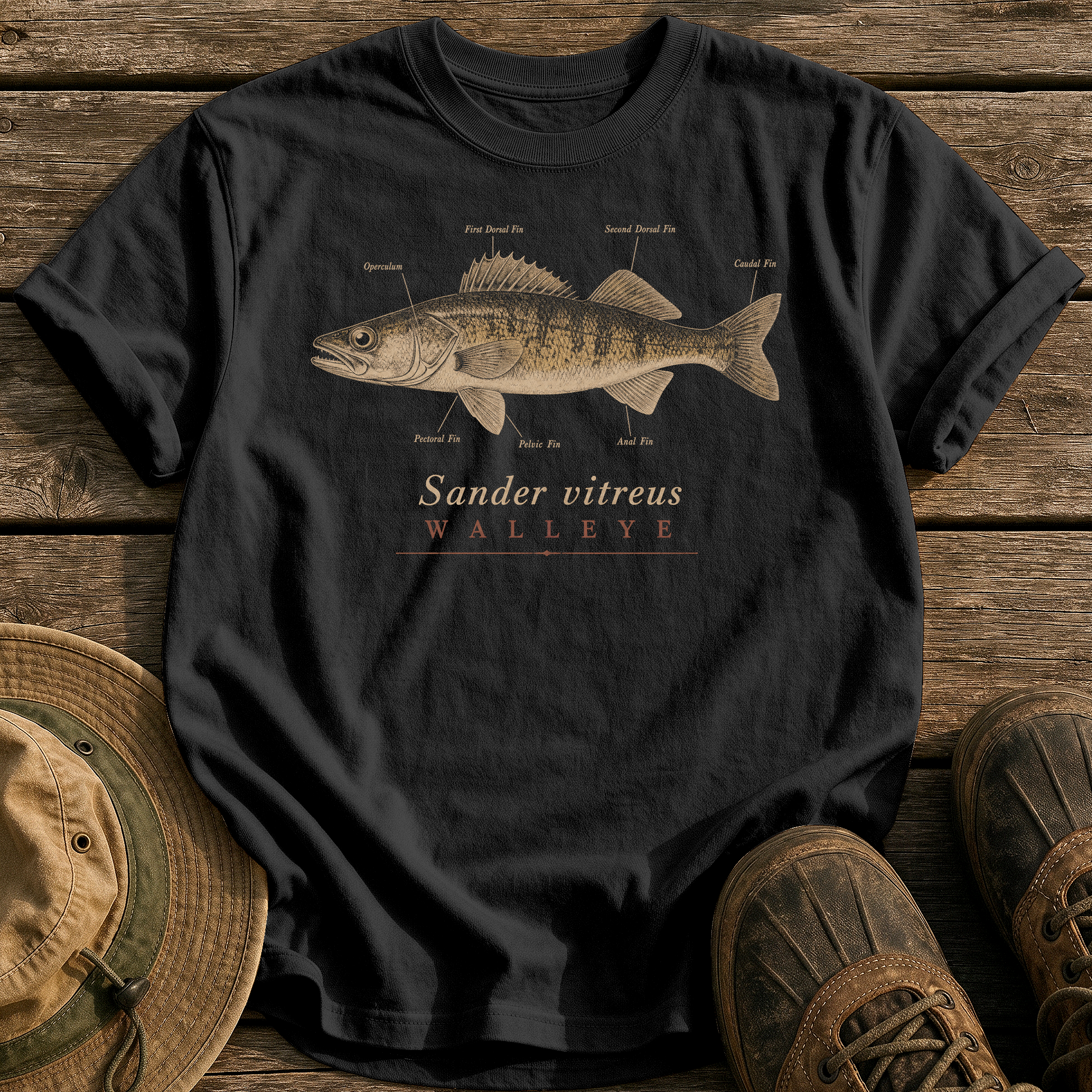 Walleye tee - Black - front