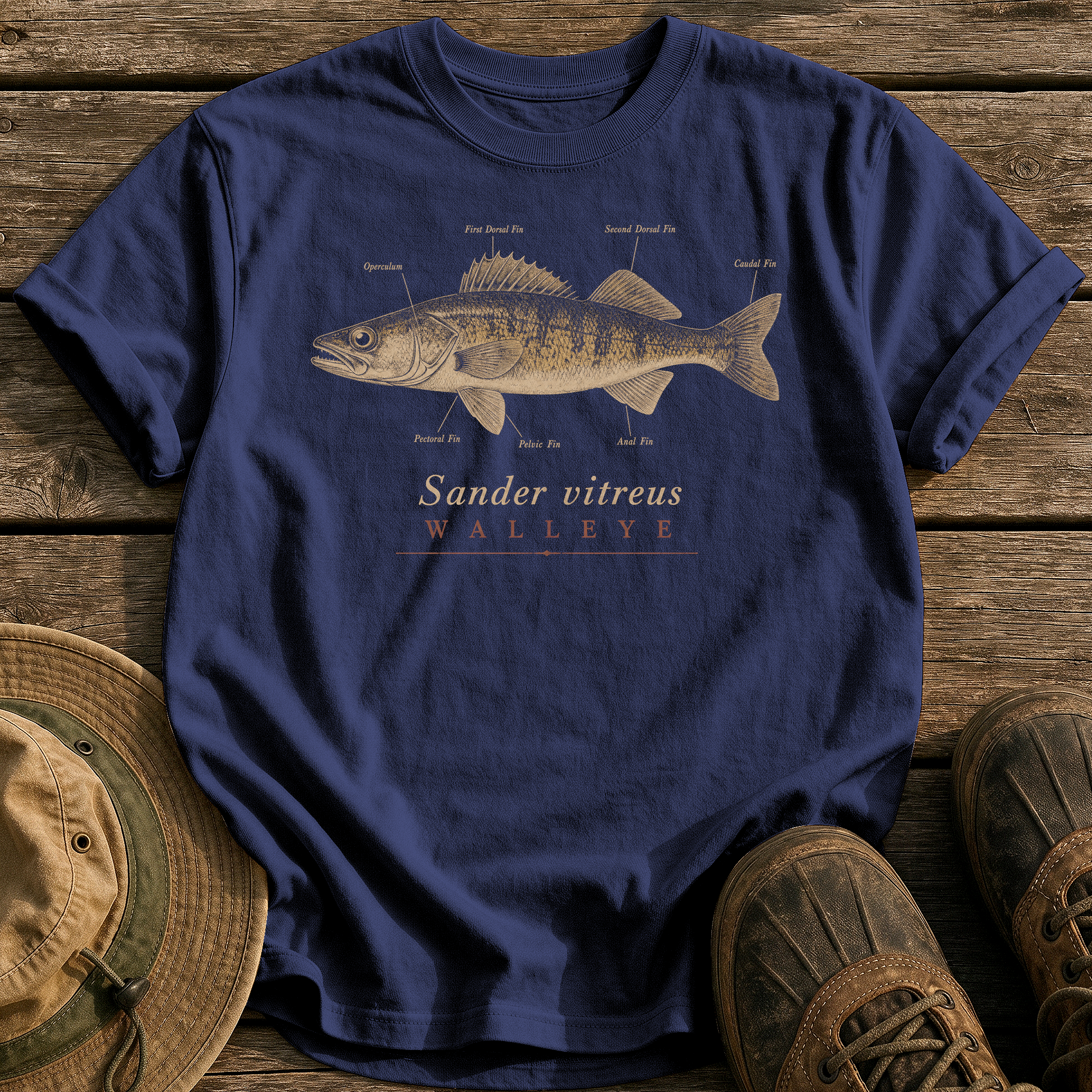 Walleye tee - True Navy - front
